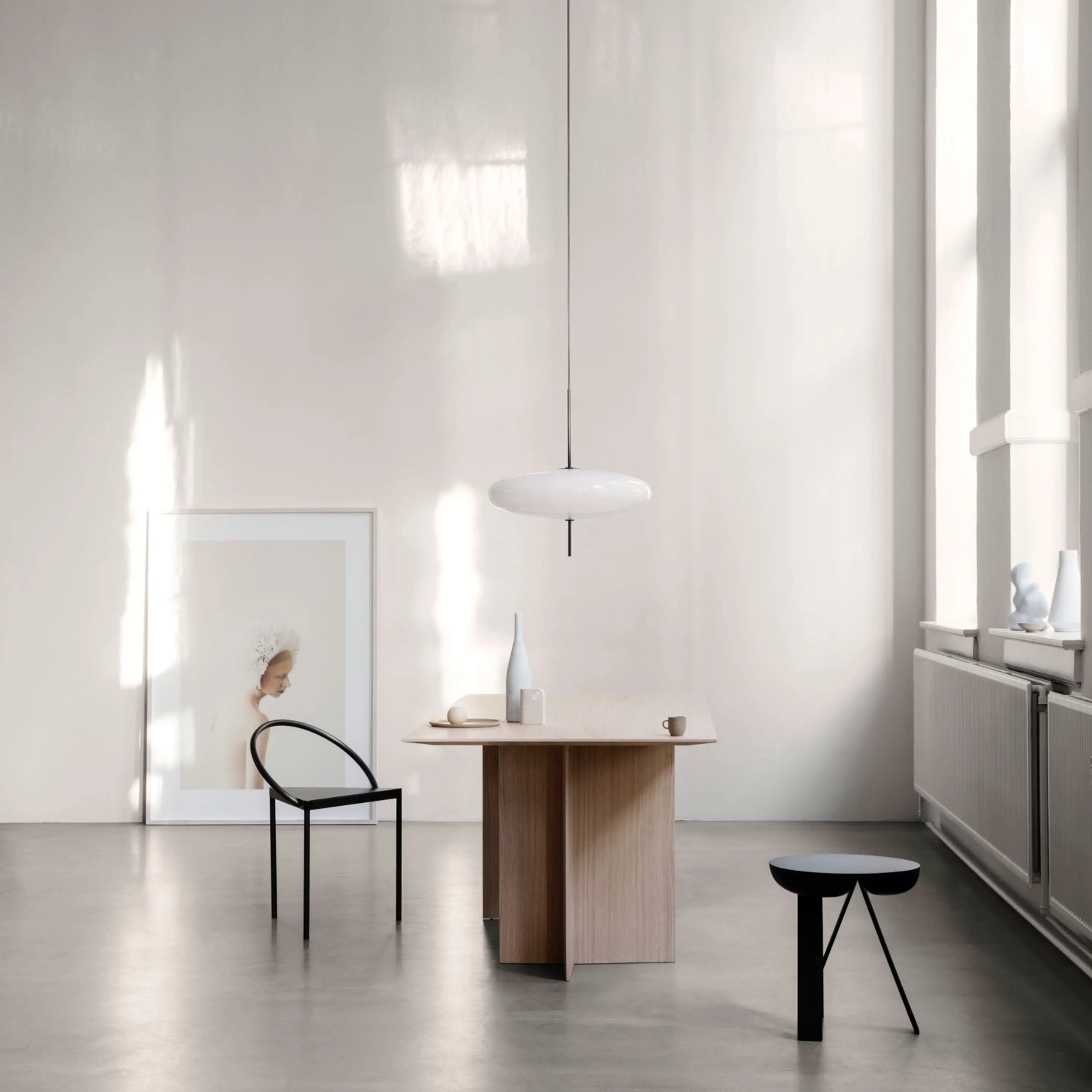 Astep Model 2065 Pendant Lamp White Diffuser - White Cable - KANSO