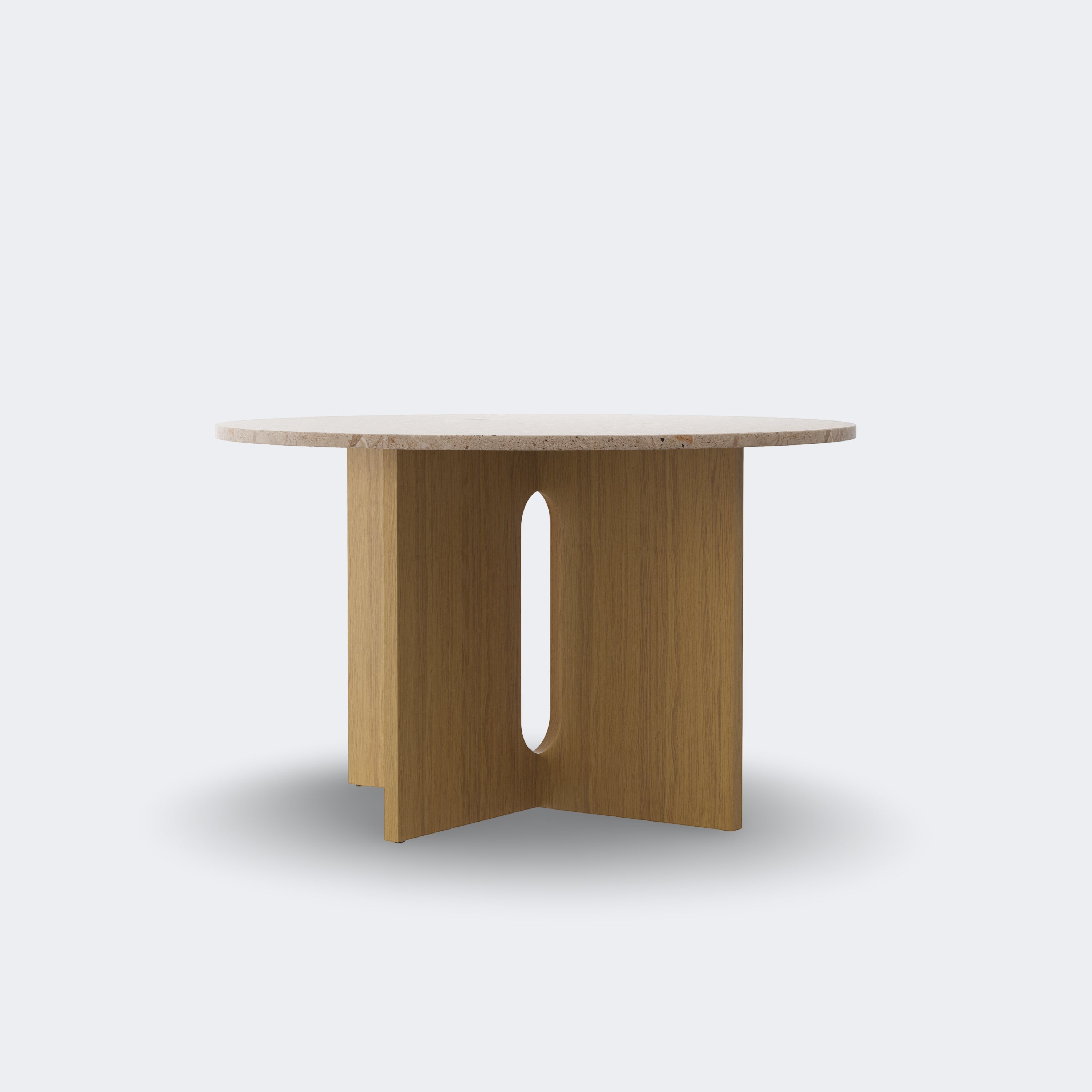 Audo Copenhagen Androgyne Dining Table 47in, Natural Oak Base, Kunis Breccia Stone Table Top - KANSO