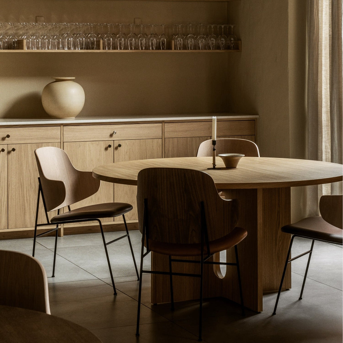 Audo Copenhagen Androgyne Dining Table 59in, Natural Oak Base, Natural Oak Top#Size/Top/Base_59in, Natural Oak Base, Natural Oak Top