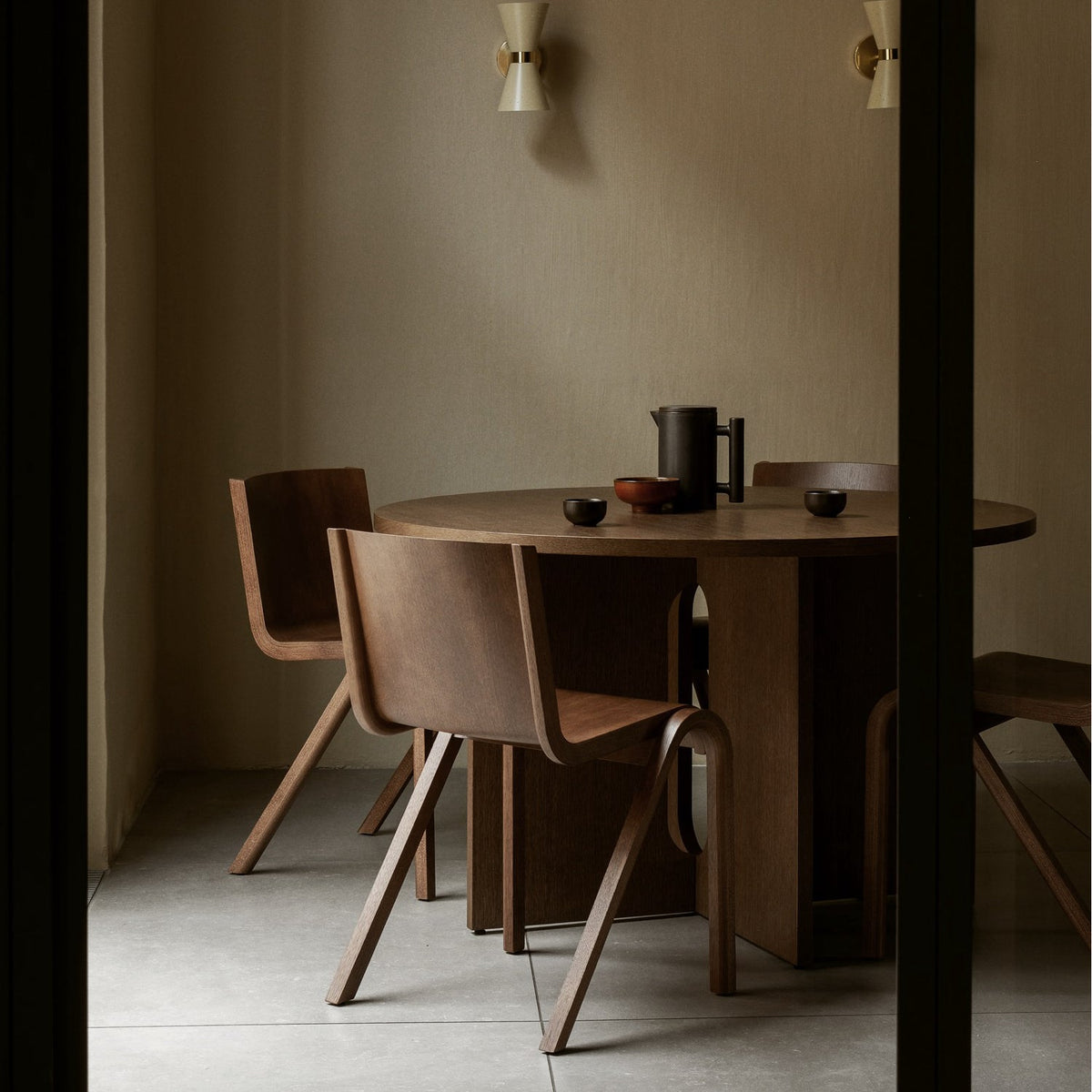 Audo Copenhagen Androgyne Dining Table 47in, Dark Stained Oak Base, Dark Stained Oak Top#Size/Top/Base_47in, Dark Stained Oak Base, Dark Stained Oak Top