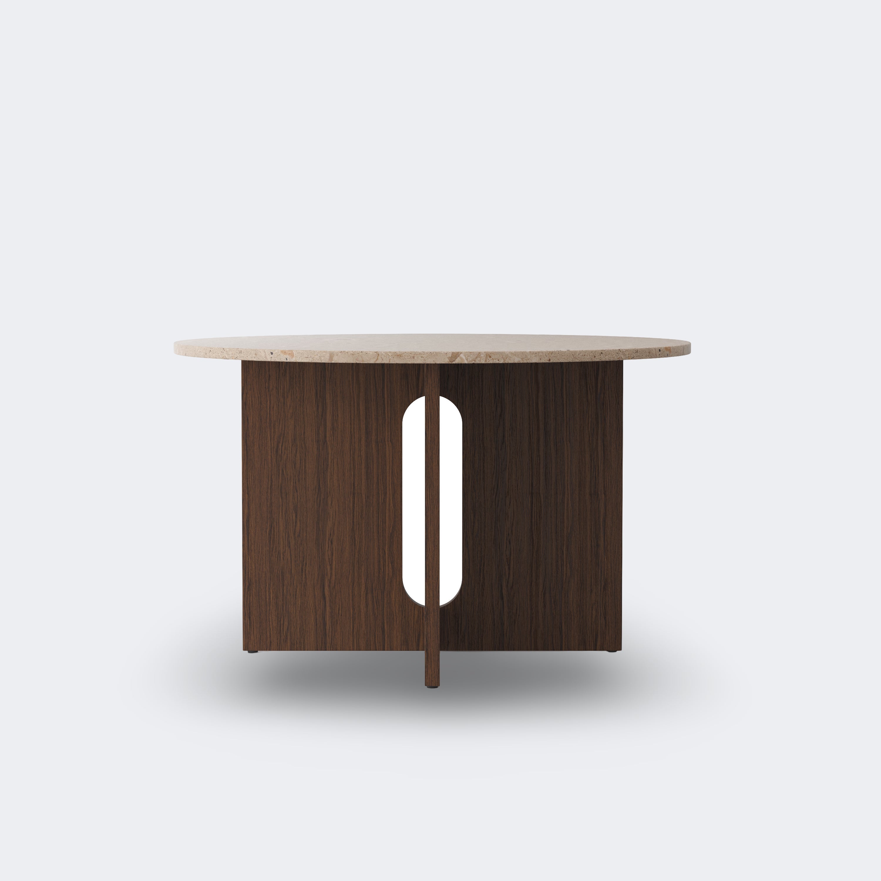 Audo Copenhagen Androgyne Dining Table 47in, Dark Stained Oak Base, Kunis Breccia Stone Table Top - KANSO