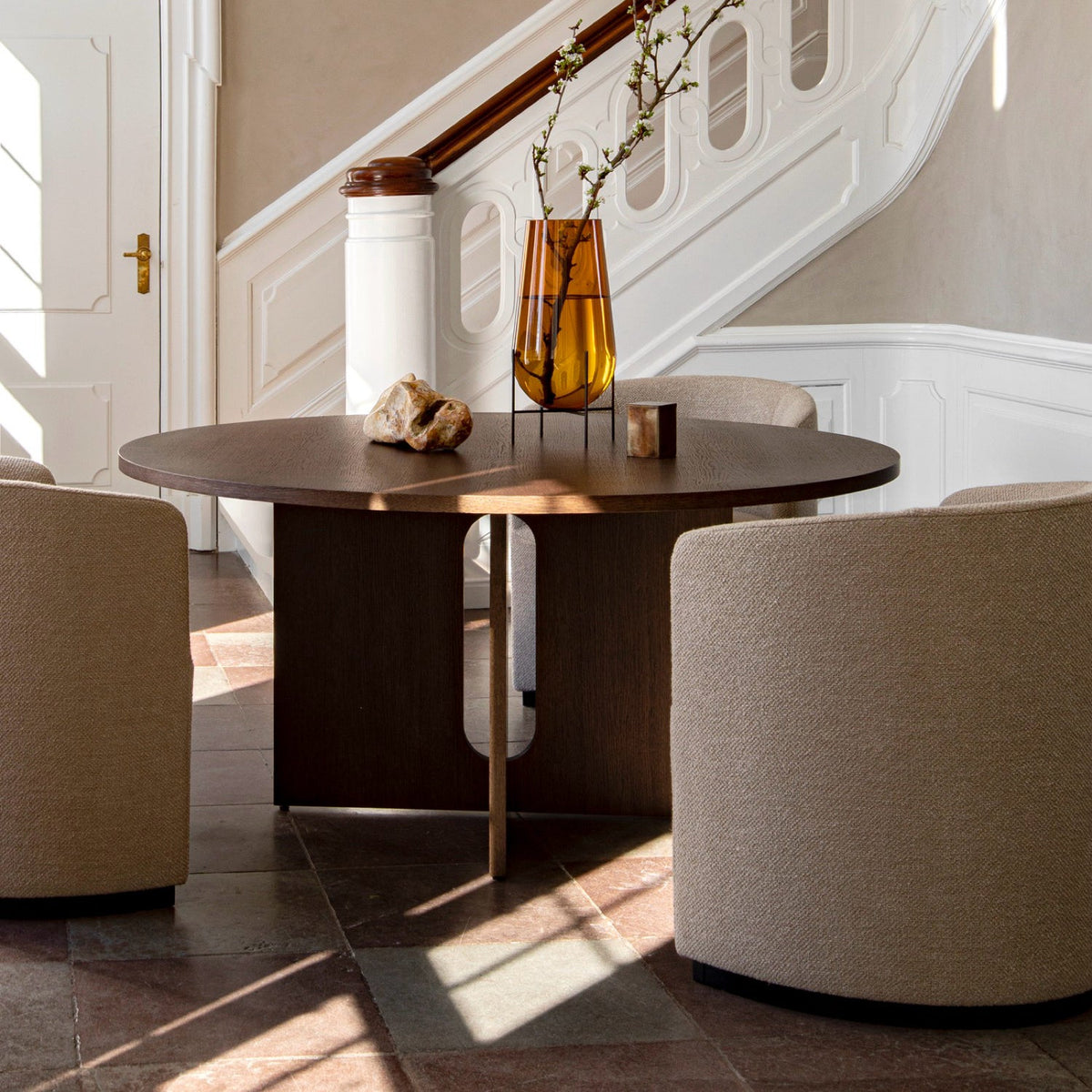 Audo Copenhagen Androgyne Dining Table 47in, Dark Stained Oak Base, Dark Stained Oak Top#Size/Top/Base_47in, Dark Stained Oak Base, Dark Stained Oak Top
