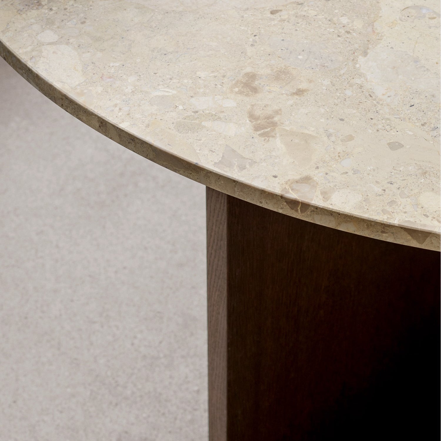 Audo Copenhagen Androgyne Dining Table 47in, Dark Stained Oak Base, Kunis Breccia Stone Table Top - KANSO