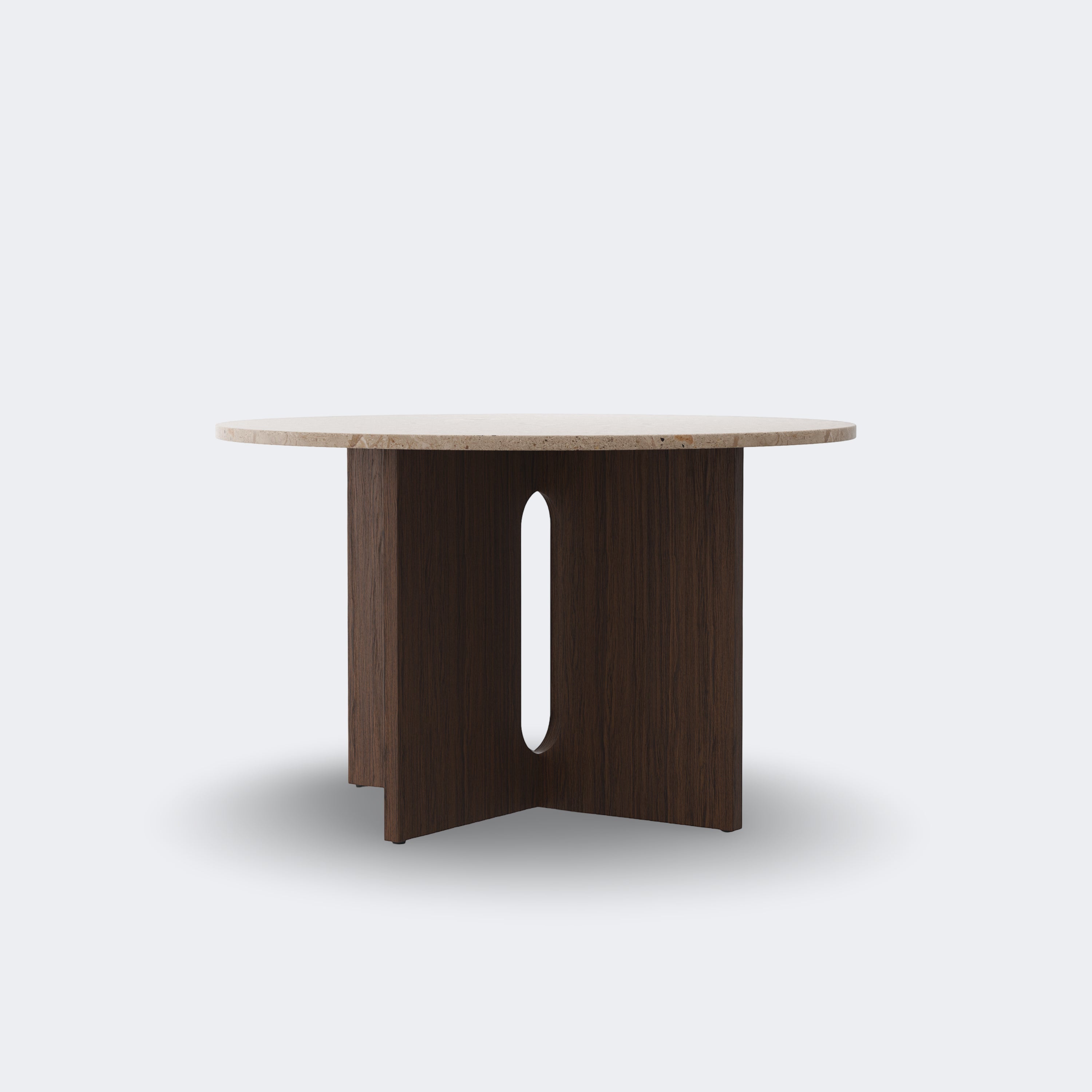 Audo Copenhagen Androgyne Dining Table 47in, Dark Stained Oak Base, Kunis Breccia Stone Table Top - KANSO