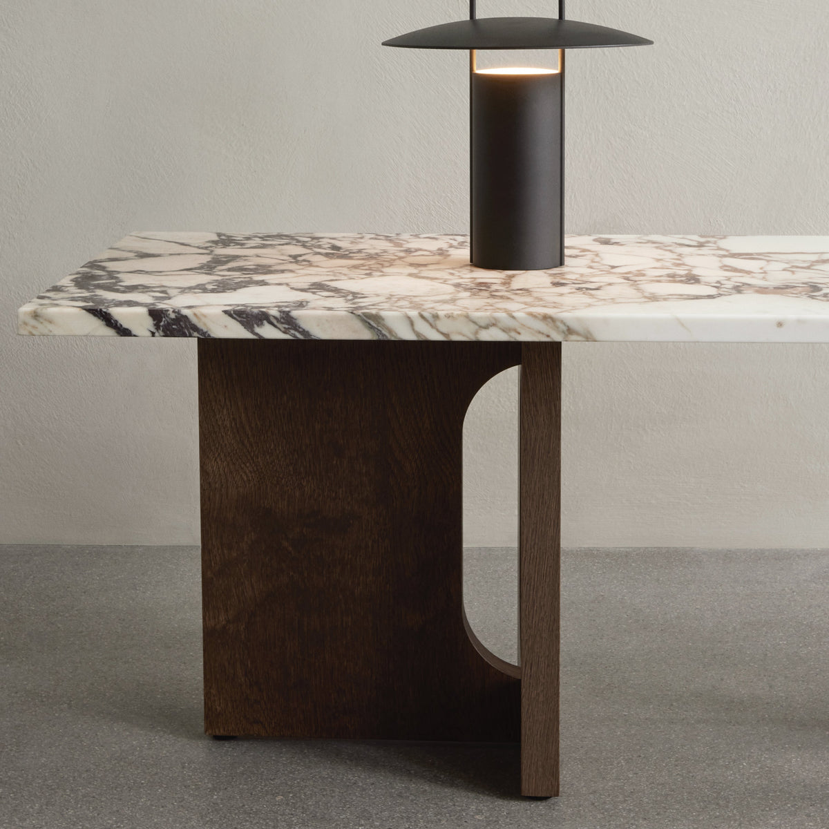 Audo Copenhagen Androgyne Lounge Table Dark Stained Oak Calacatta Viola#Base/Top_Dark Stained Oak/Calacatta Viola