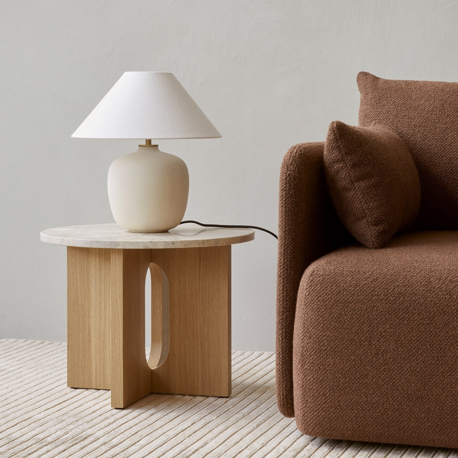 Audo Copenhagen Androgyne Side Table, 20 in. Natural Oak, Kunis Breccia - KANSO#Select Color_Natural Oak, Kunis Breccia