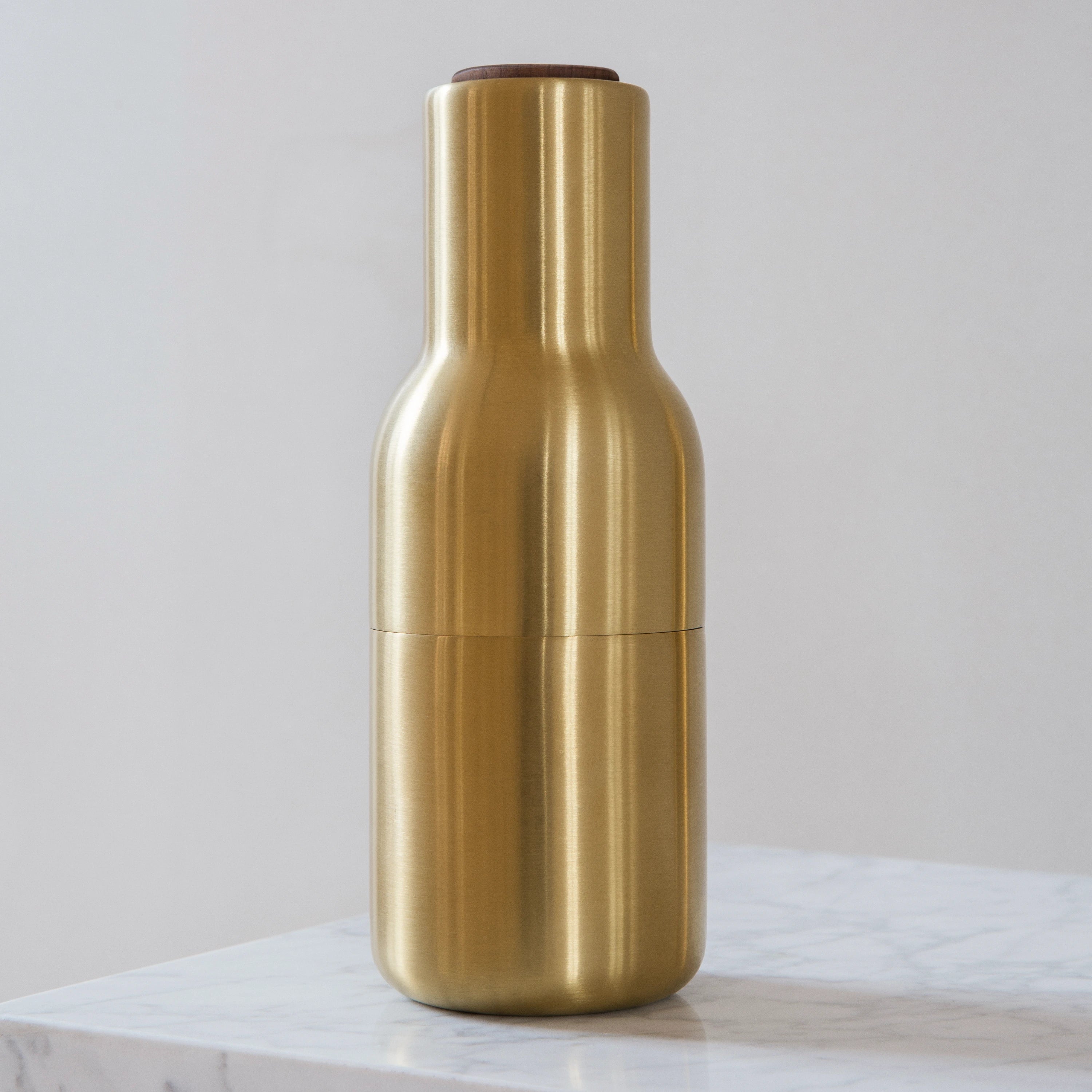 Audo Copenhagen Bottle Grinders, Set of 2 Brass, Brushed Walnut - KANSO#Color_Brass, Brushed / Walnut