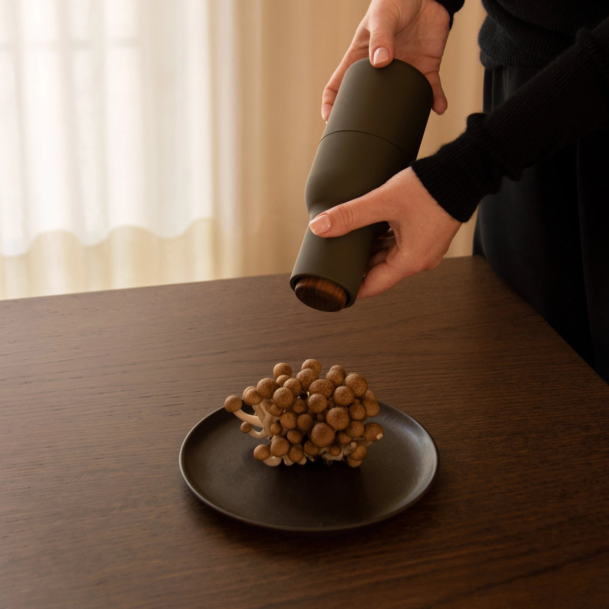 Audo Copenhagen Bottle Grinders, Set of 2 Carbon, Walnut Lid - KANSO#Color_Carbon, Walnut Lid