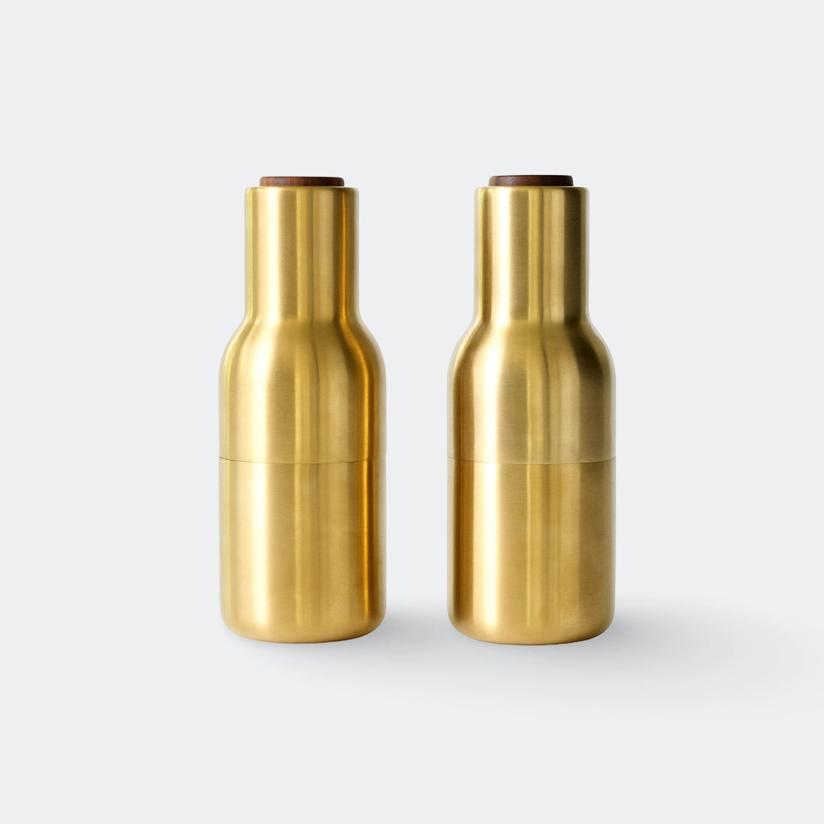 Audo Copenhagen Bottle Grinders, Set of 2 Brass, Brushed Walnut - KANSO#Color_Brass, Brushed / Walnut
