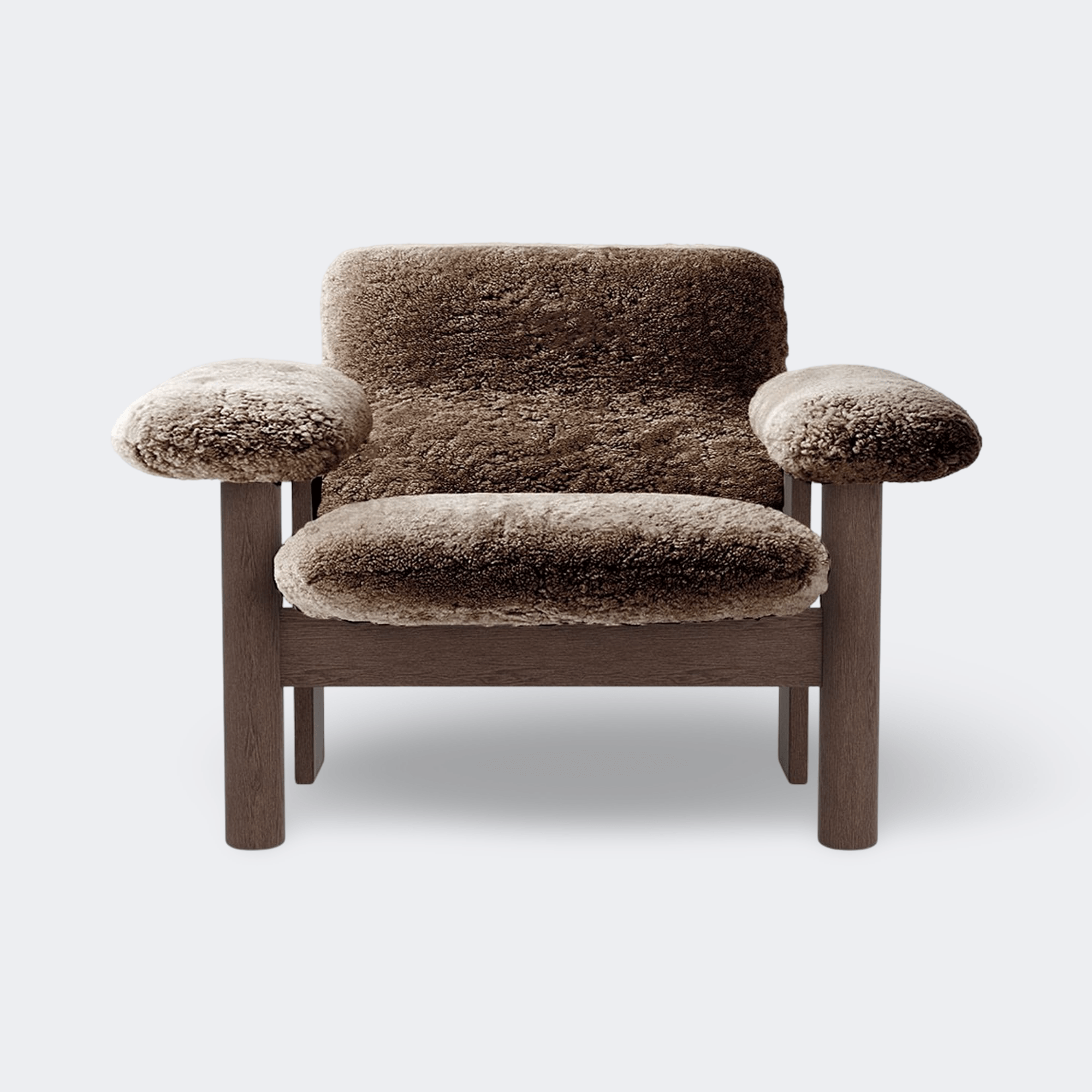 Audo Copenhagen Brasilia Lounge Chair, Low Back Dark Stained Oak Sheepskin Sahara - KANSO