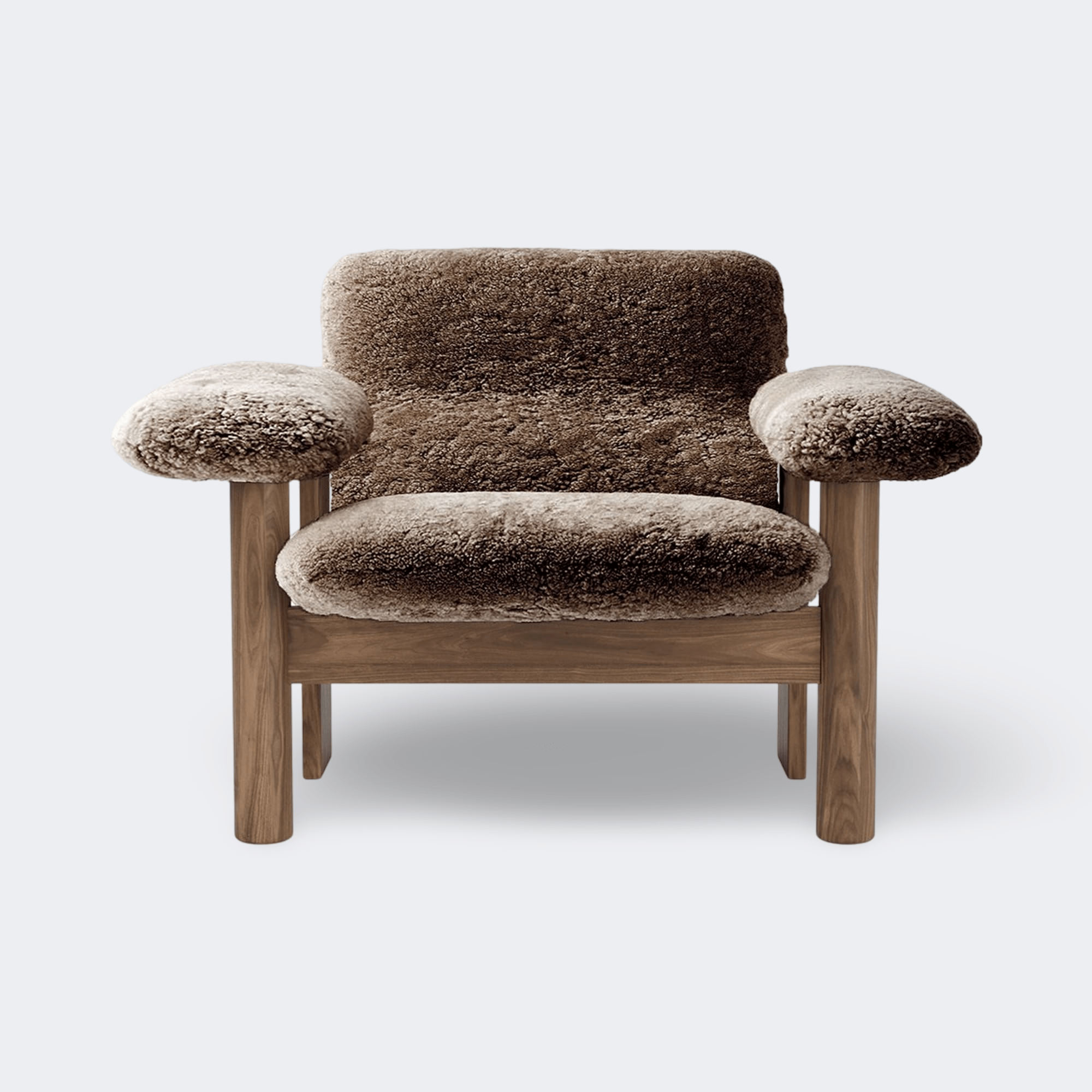 Audo Copenhagen Brasilia Lounge Chair, Low Back Walnut Sheepskin Sahara - KANSO