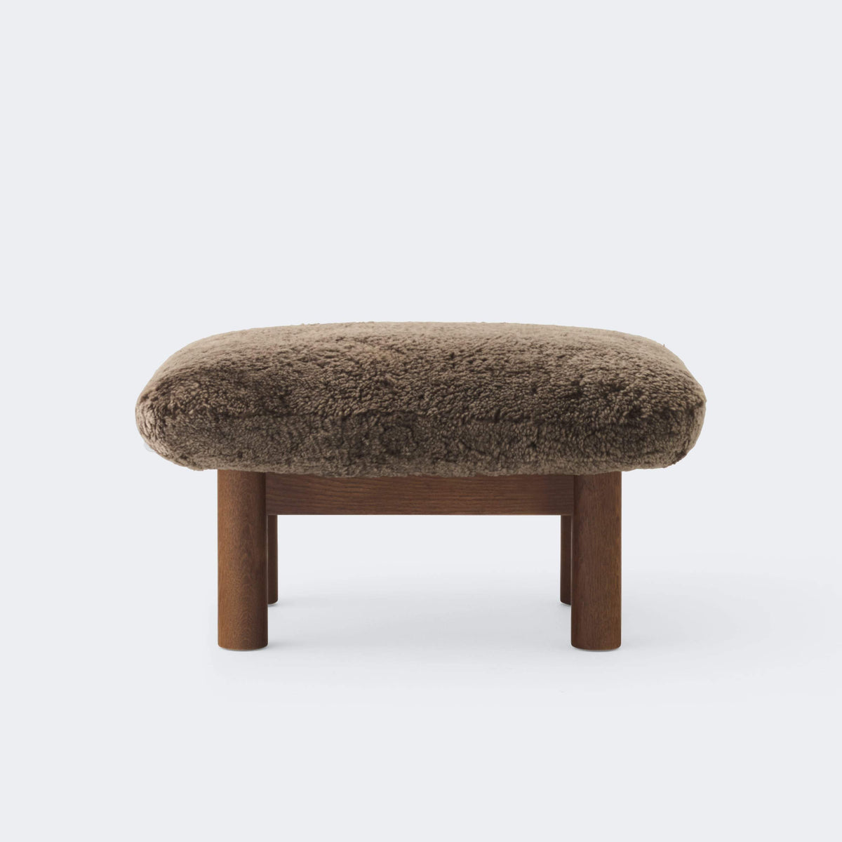 Audo Copenhagen Brasilia Ottoman Dark Stained Oak Sheepskin Root