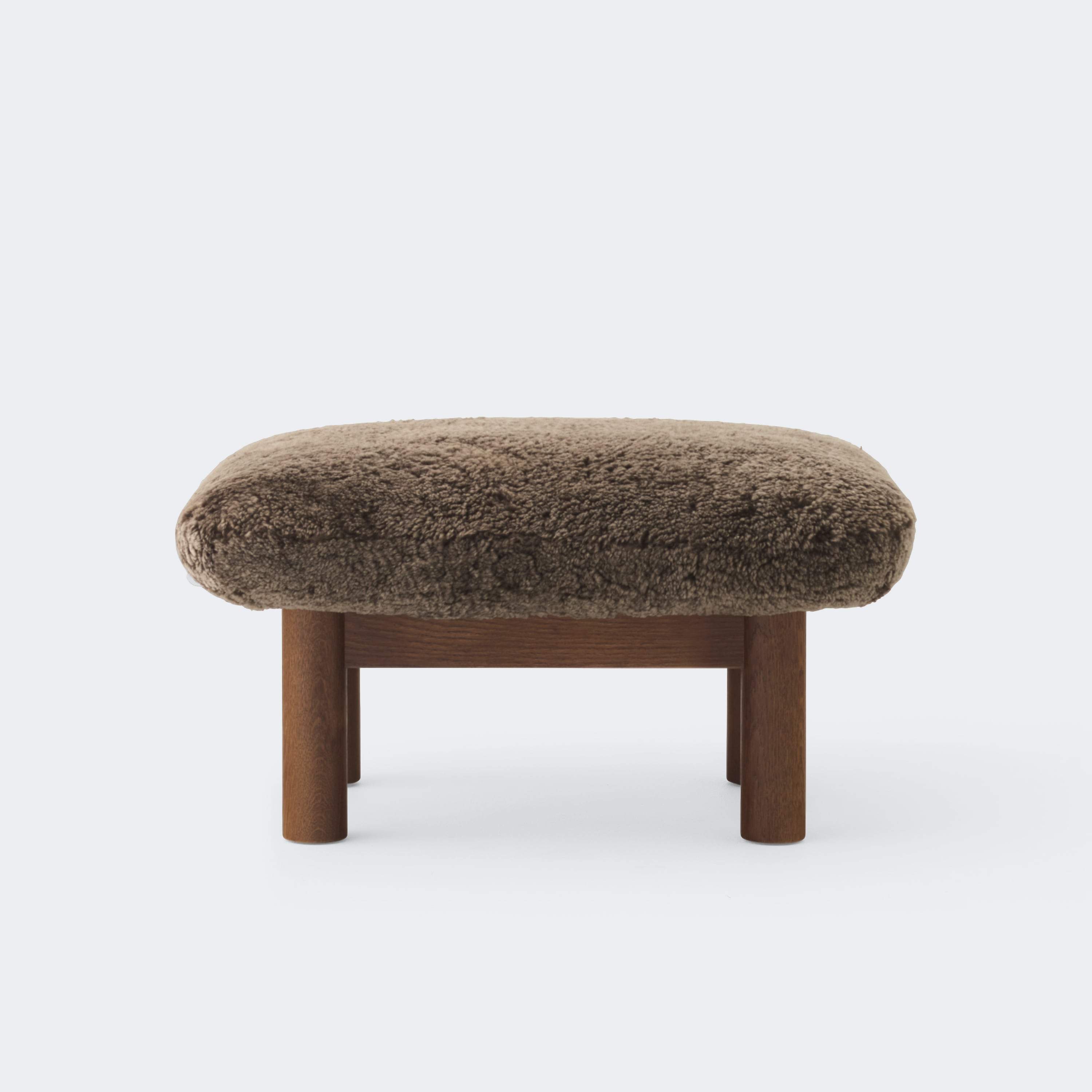 Audo Copenhagen Brasilia Ottoman Dark Stained Oak Sheepskin Root - KANSO