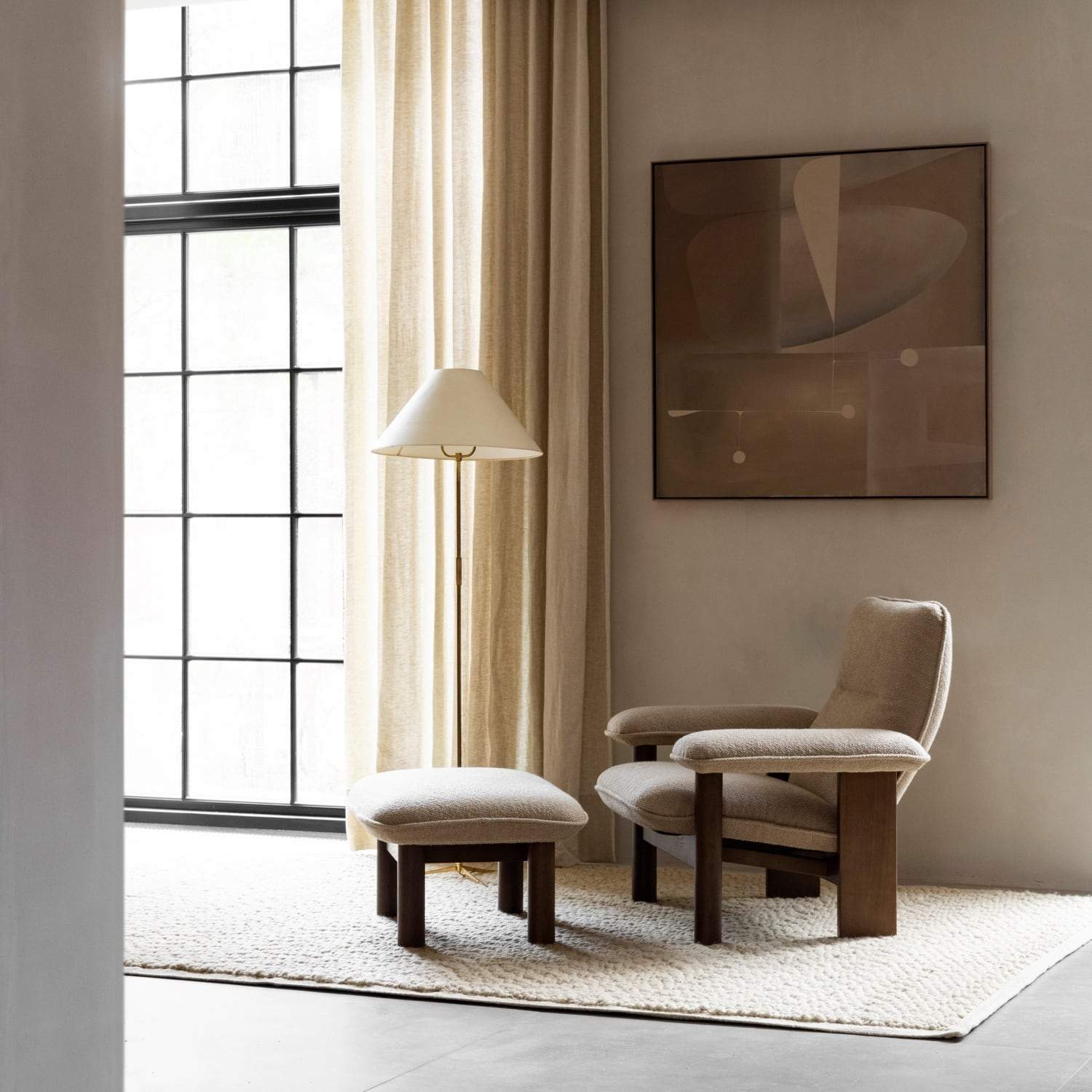 Audo Copenhagen Brasilia Ottoman Natural Oak Sheepskin Root - KANSO