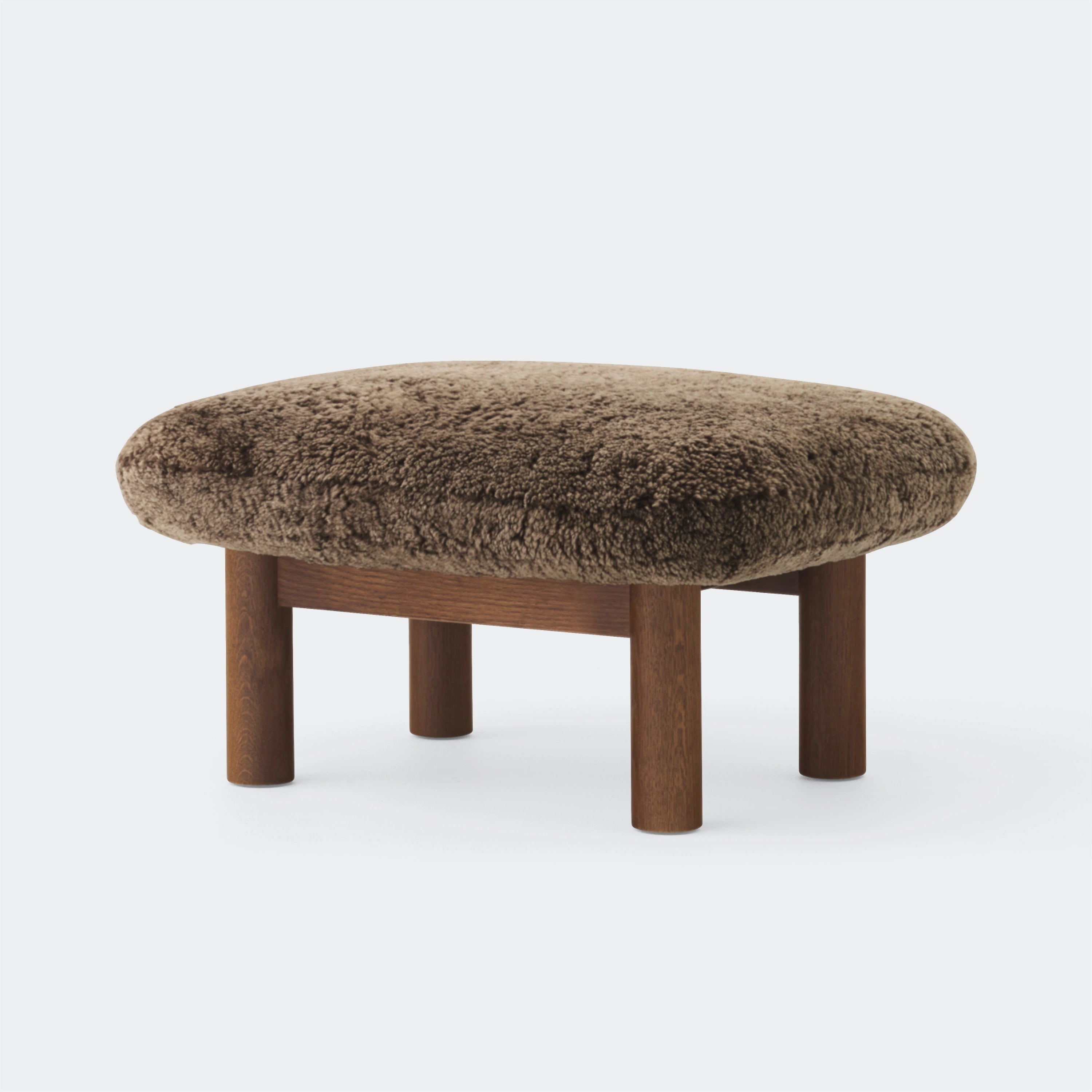 Audo Copenhagen Brasilia Ottoman Dark Stained Oak Sheepskin Root - KANSO