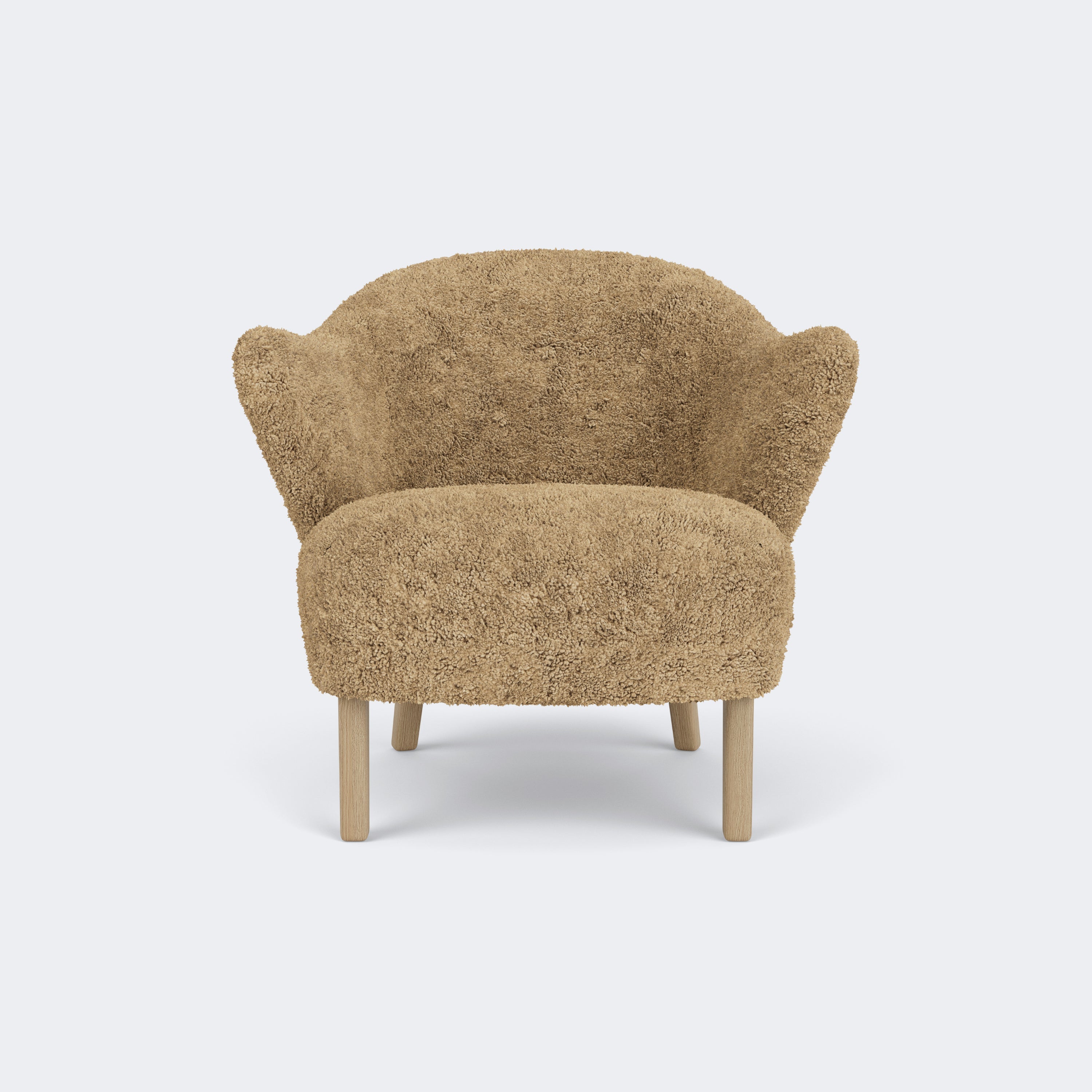 Audo Copenhagen Ingeborg Lounge Chair Natural Oak Sheepskin Honey - KANSO