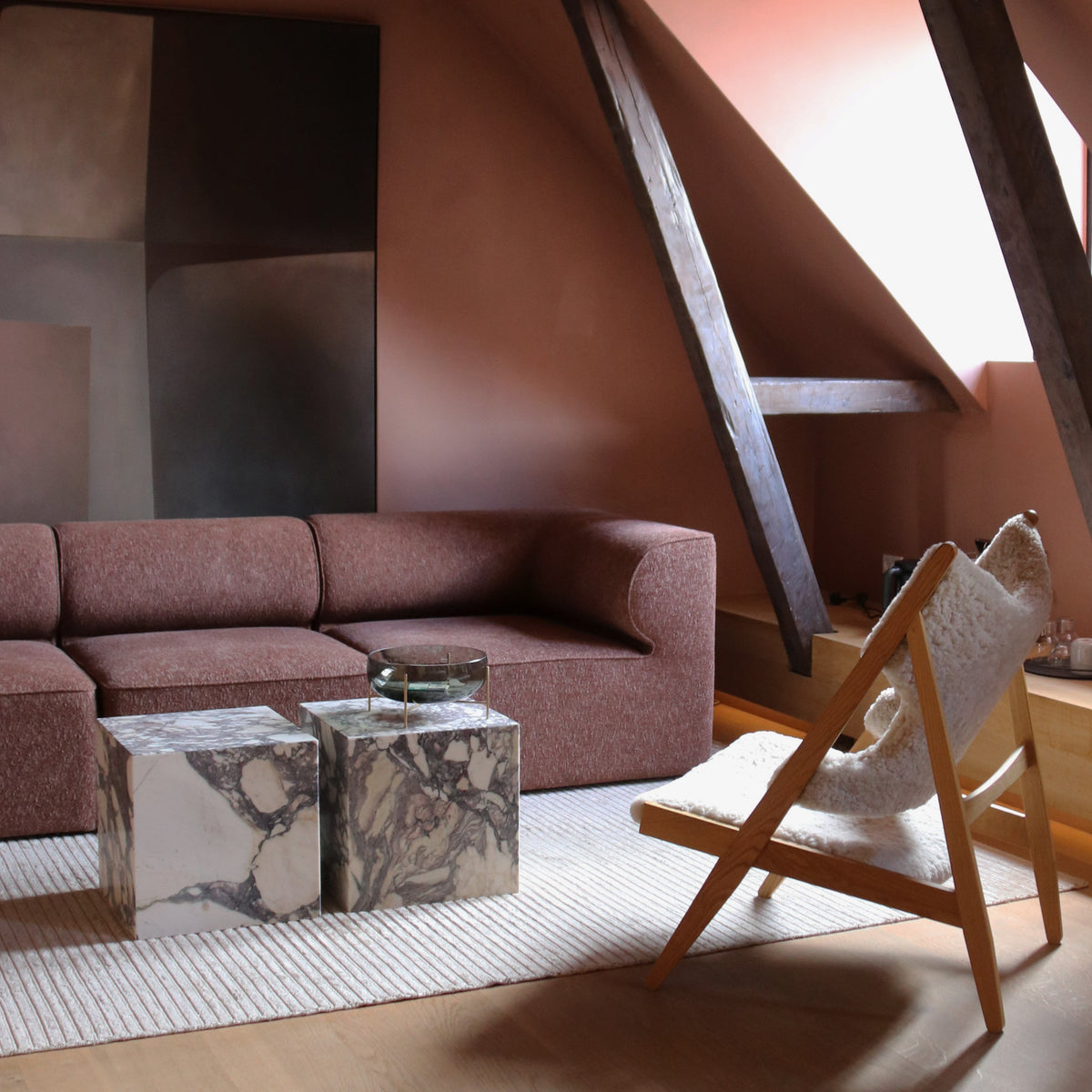 Audo Copenhagen Marble Plinth, Cubic Calacatta Viola Marble#Color_Calacatta Viola Marble