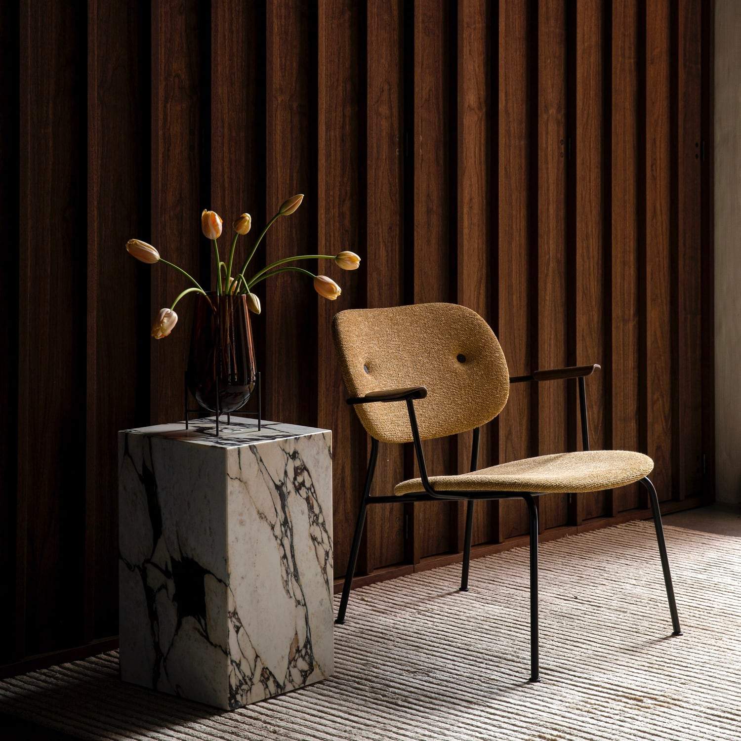 Audo Copenhagen Marble Plinth, Tall Rose Marble - KANSO#Color_Rose Marble