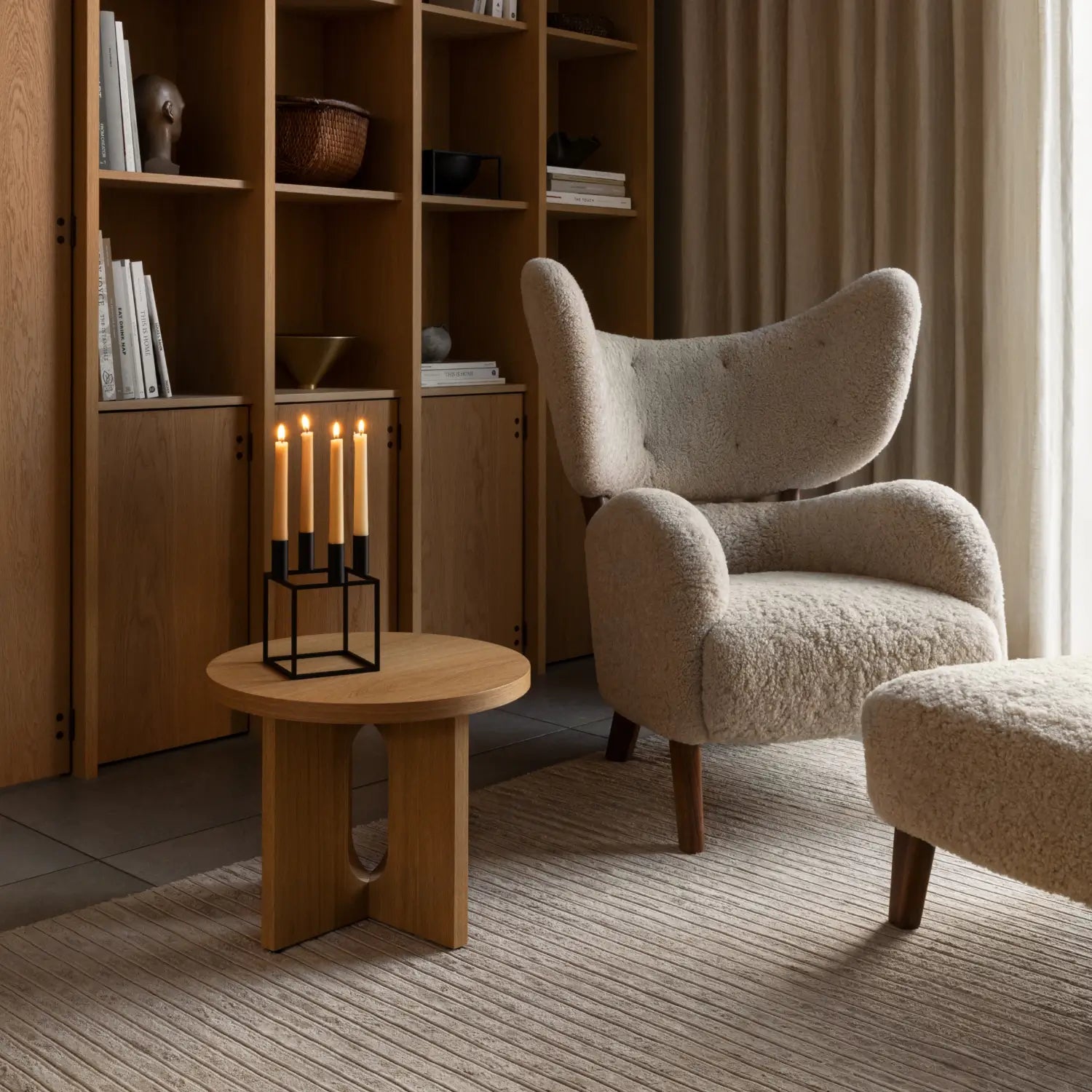 Audo Copenhagen My Own Chair Lounge Chair, Sheepskin, Walnut Walnut Sheepskin Moonlight - KANSO