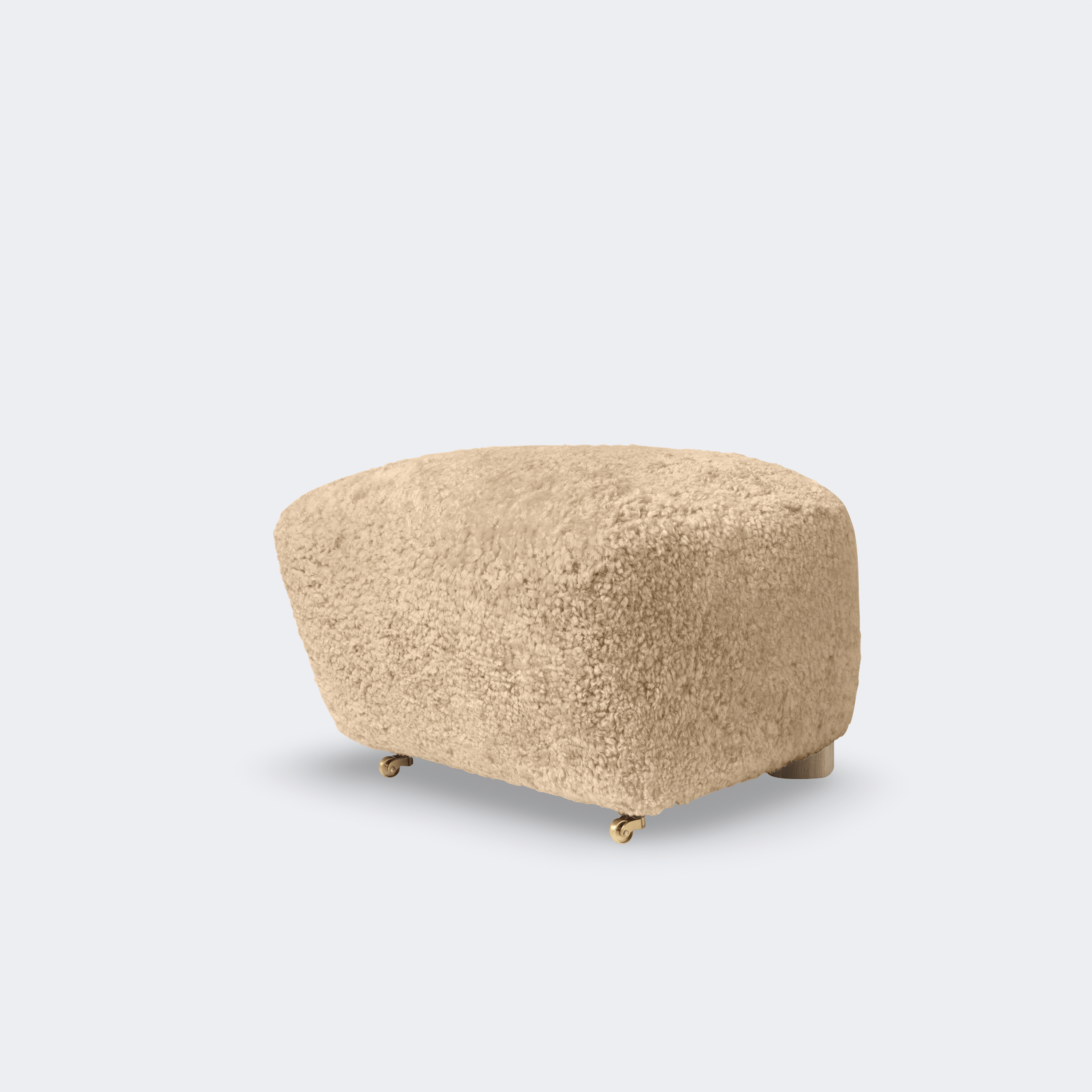 Audo Copenhagen The Tired Man Ottoman Natural Oak Sheepskin Honey - KANSO