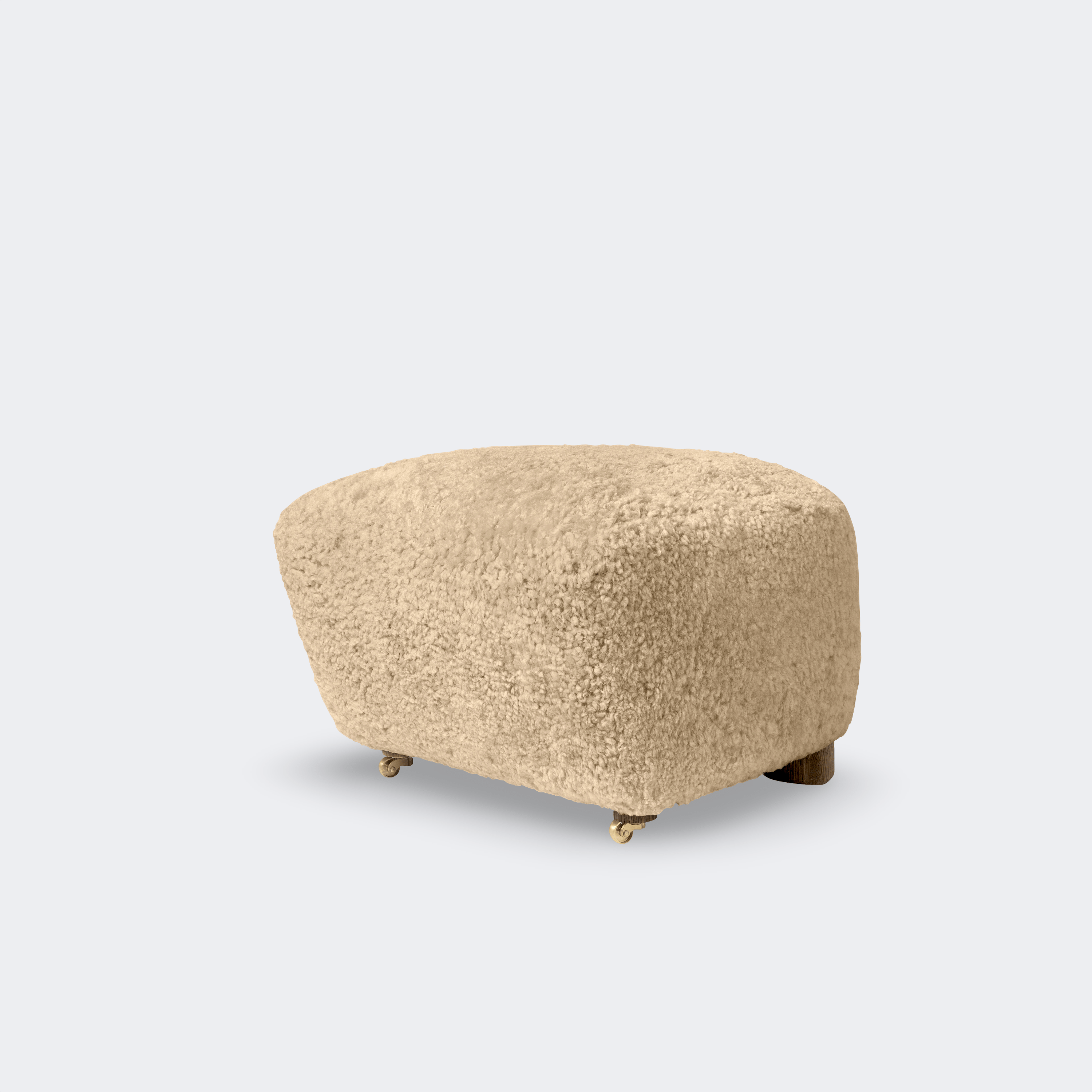 Audo Copenhagen The Tired Man Ottoman Smoked Oak Sheepskin Honey - KANSO