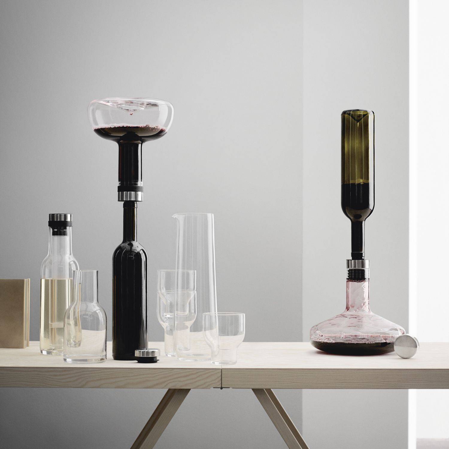 Audo Copenhagen Wine Breather Carafe Clear Steel Lid - KANSO#Color_Clear Steel Lid