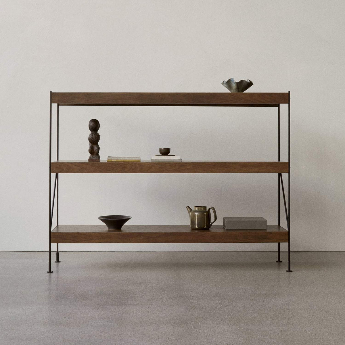 Audo Copenhagen Zet Storage System, 60 in. Dark Stained Oak Black Steel - 1 x 4#Material_Dark Stained Oak
