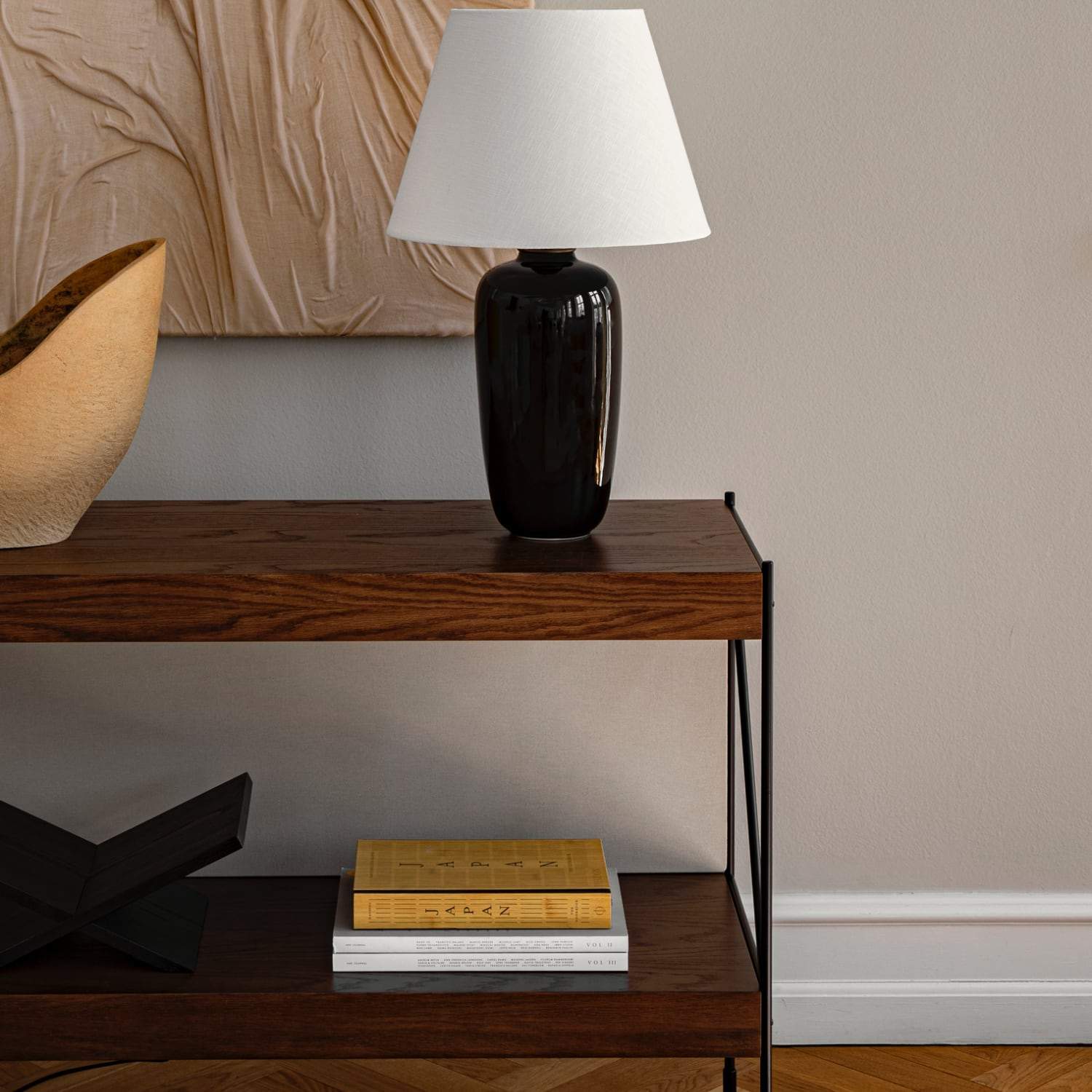 Audo Copenhagen Zet Storage System, 60 in. Dark Stained Oak Black Steel - 1 x 3 - KANSO