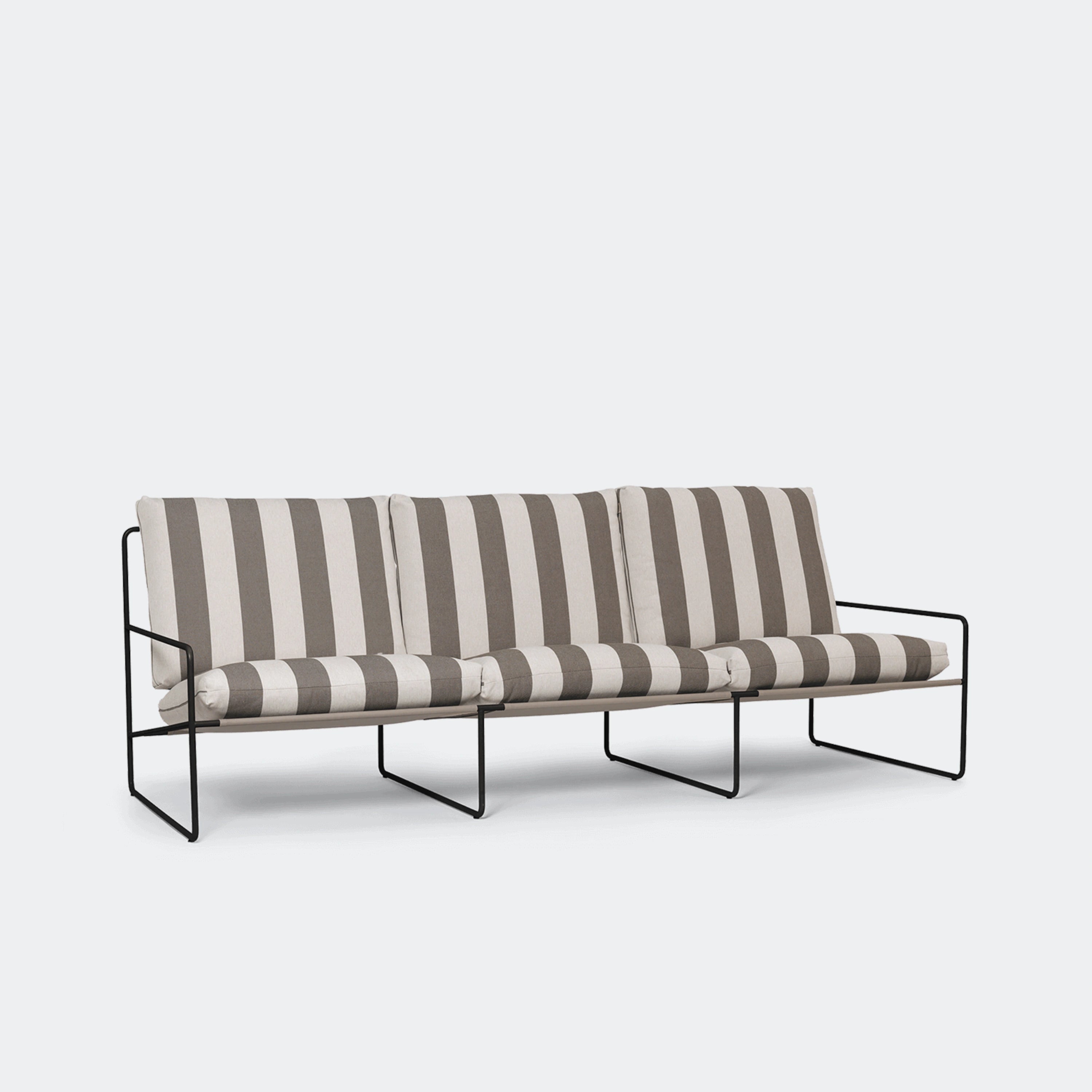 Ferm Living Desert Sofa 3 Seater Stripe - Black Chocolate - KANSO