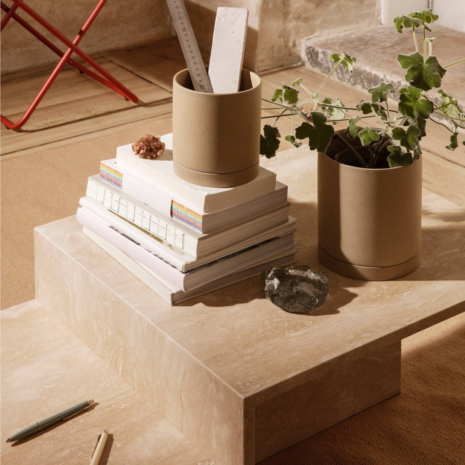 Ferm Living Distinct Coffee Table Travertine - KANSO#Color_Travertine#Color_Travertine