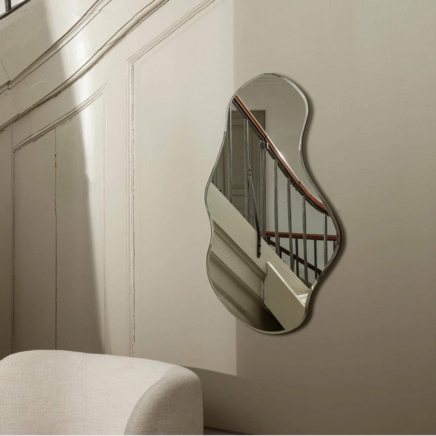 Ferm Living Pond Mirror Large Dark Chrome - KANSO#size_large