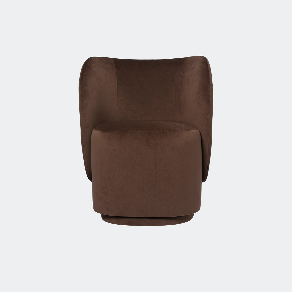 ferm Living Rico Club Chair - Swivel Base, Rich Velvet Coffee - KANSO#Color_Rich Velvet Coffee