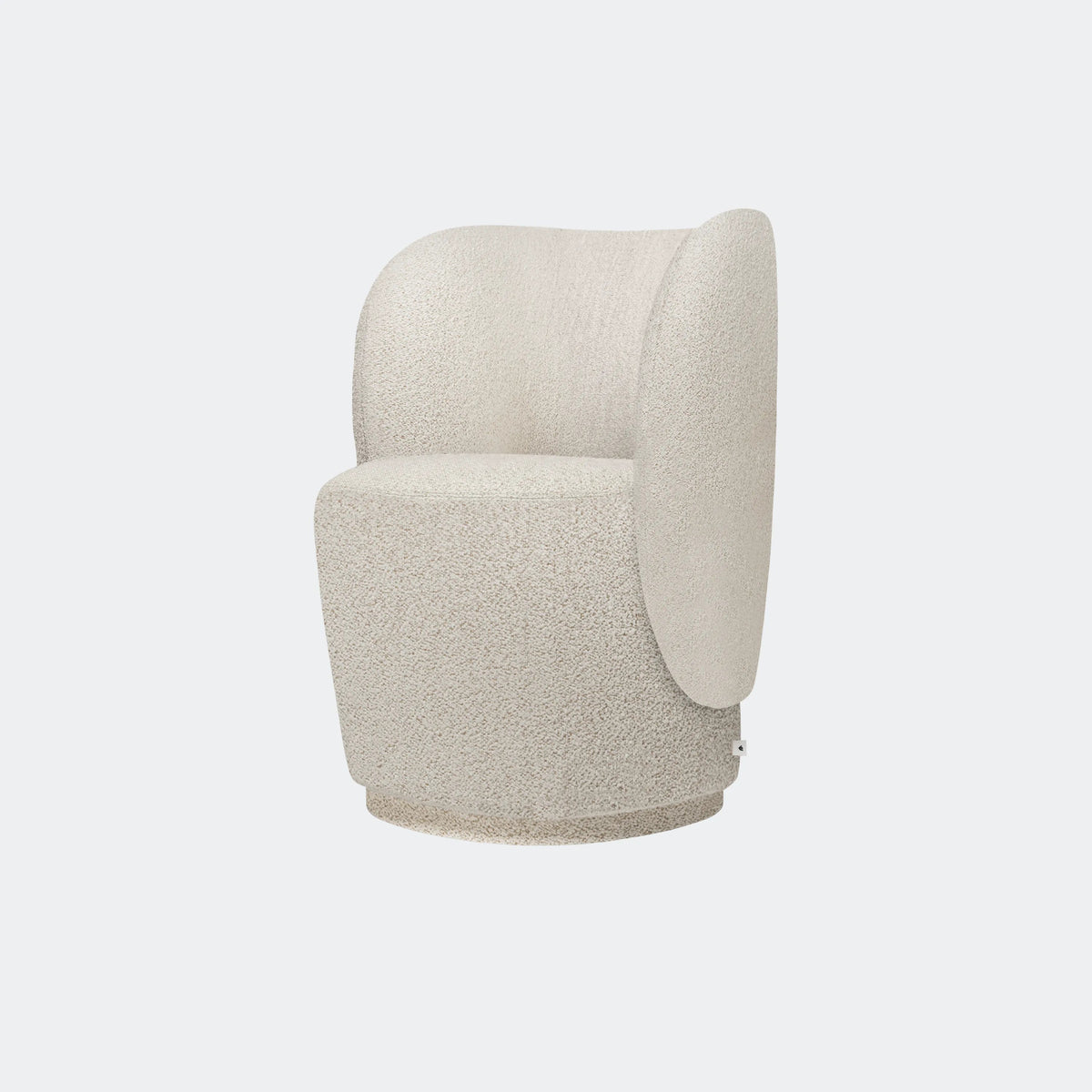 ferm Living Rico Club Chair - Swivel Base, Soft Bouclé Off-White/Sand - KANSO#Color_Soft Bouclé Off-White/Sand