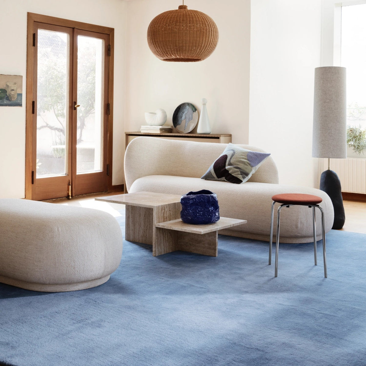 Ferm Living Rico Ottoman Ready To Ship Bouclé, Off-White - KANSO#Fabric_Bouclé, Off-White