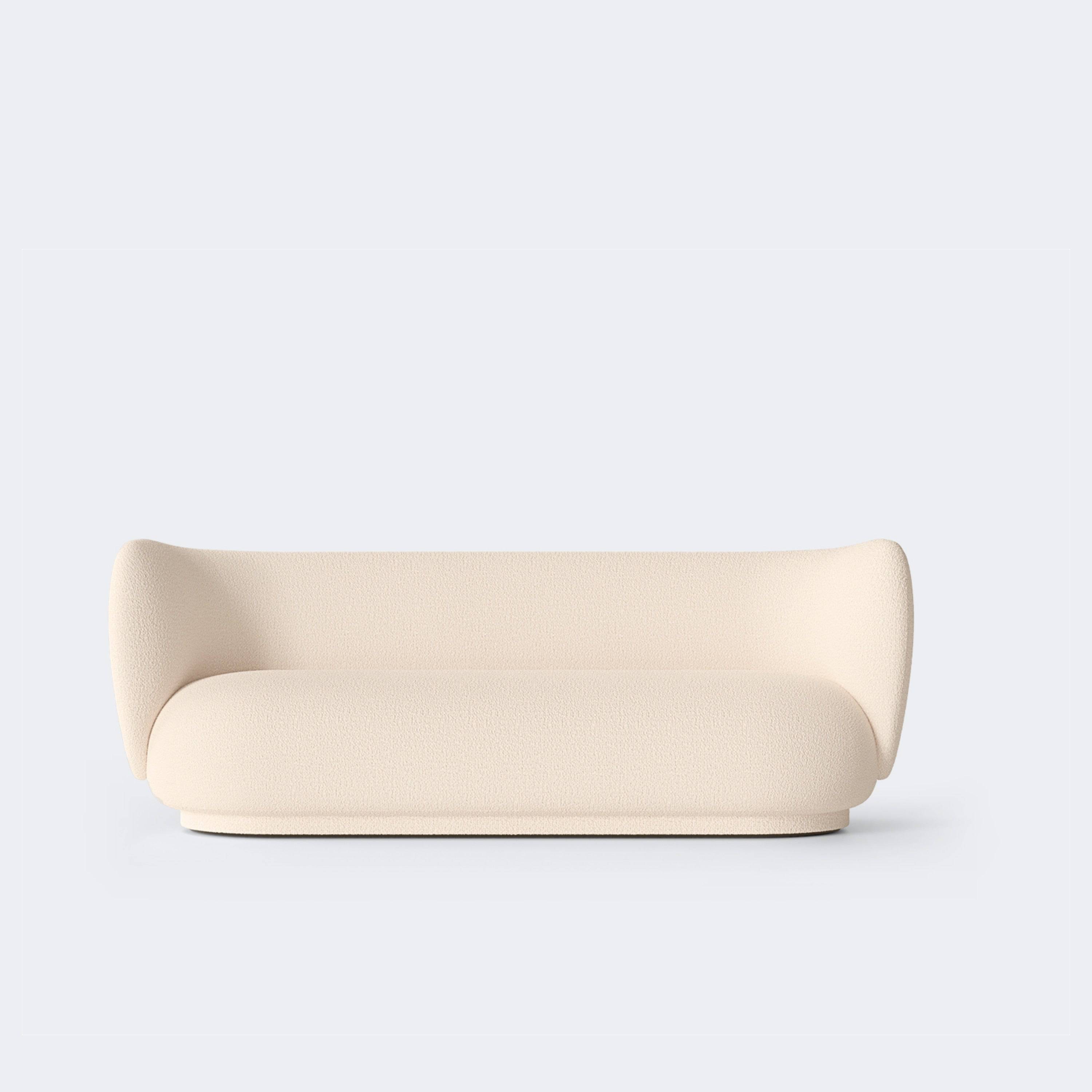 Ferm Living Rico Sofa, 3 Seater Ready To Ship Wool Boucle - Off-white - KANSO#Fabric_Wool Boucle - Off-white