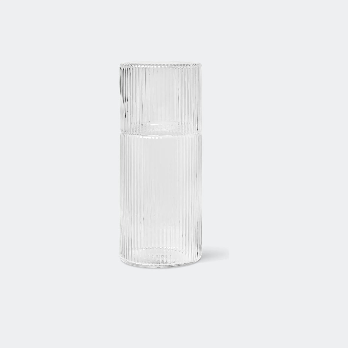 ferm Living Ripple Carafe Set - Small, Clear, glass as lid - KANSO#Color_Clear