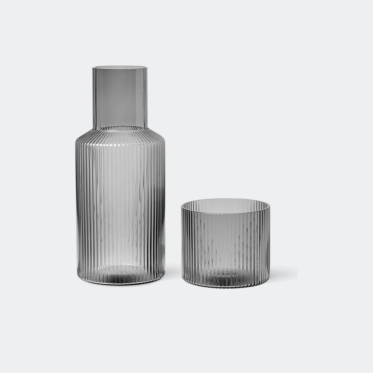 ferm Living Ripple Carafe Set - Small, Smoked Grey - KANSO#Color_Smoked Grey