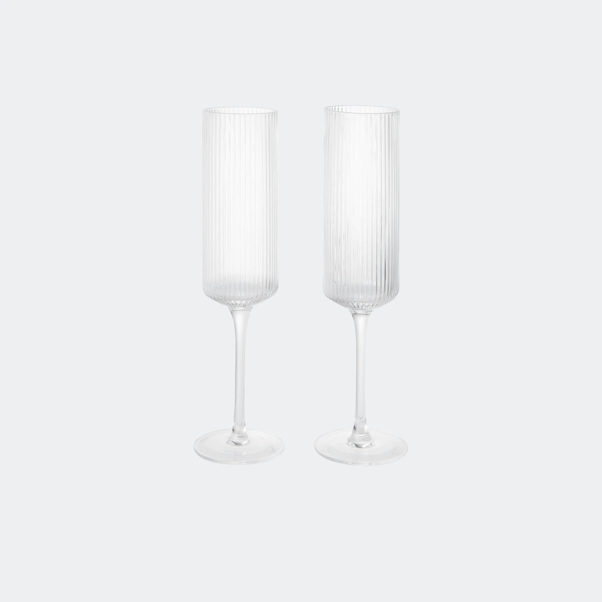 ferm Living Ripple Champagne Flutes, Set of 2, Clear - KANSO#Color_Clear