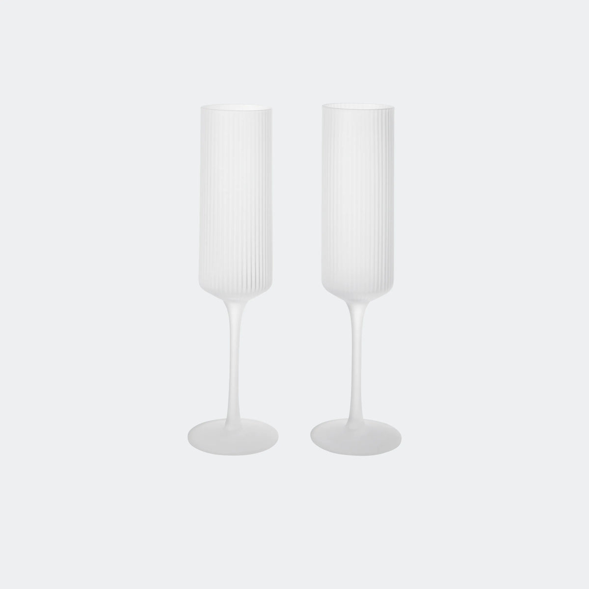 ferm Living Ripple Champagne Flutes, Set of 2, Frosted - KANSO#Color_Frosted