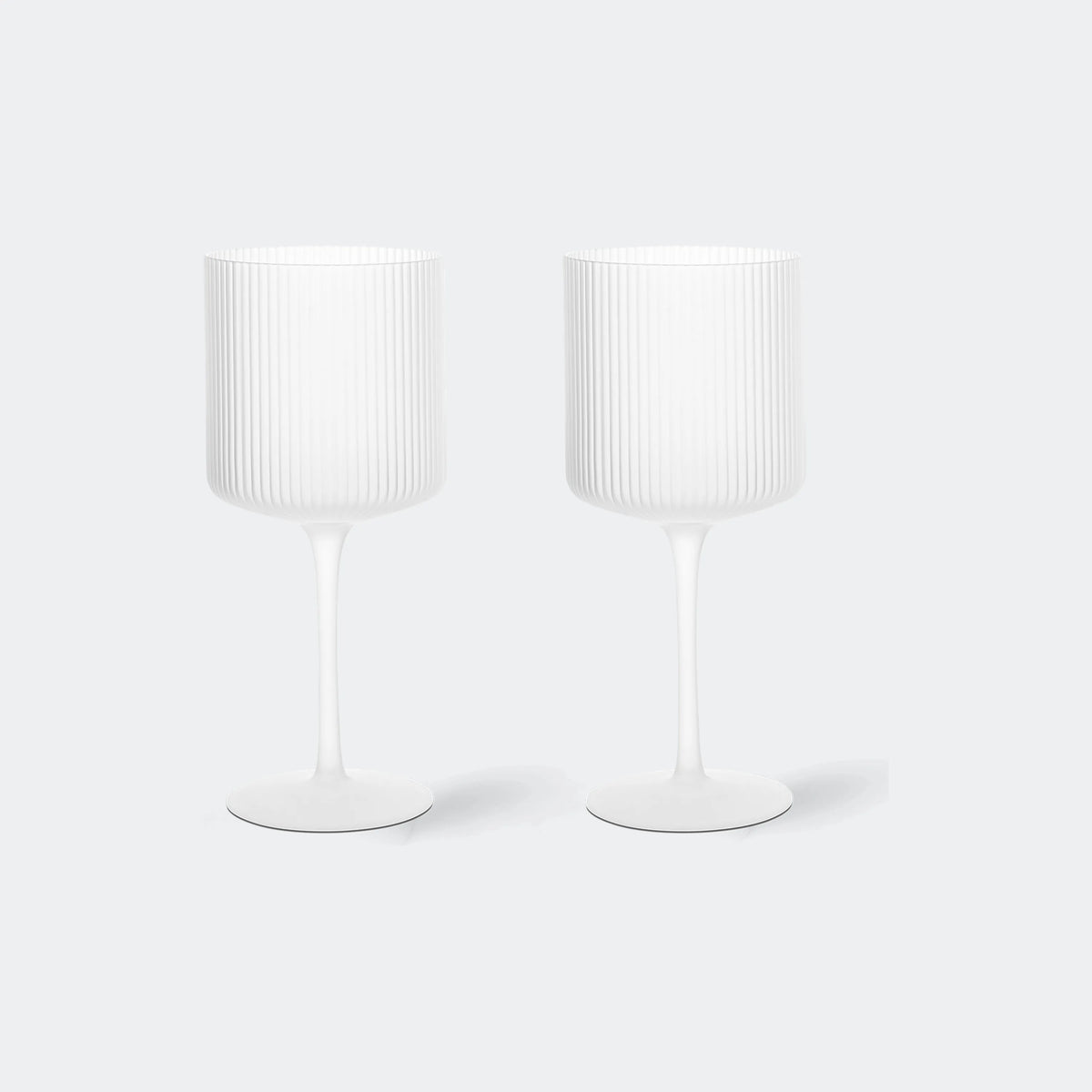 ferm Living Ripple Red Wine Glasses, Set of 2, Frosted - KANSO#Color_Frosted
