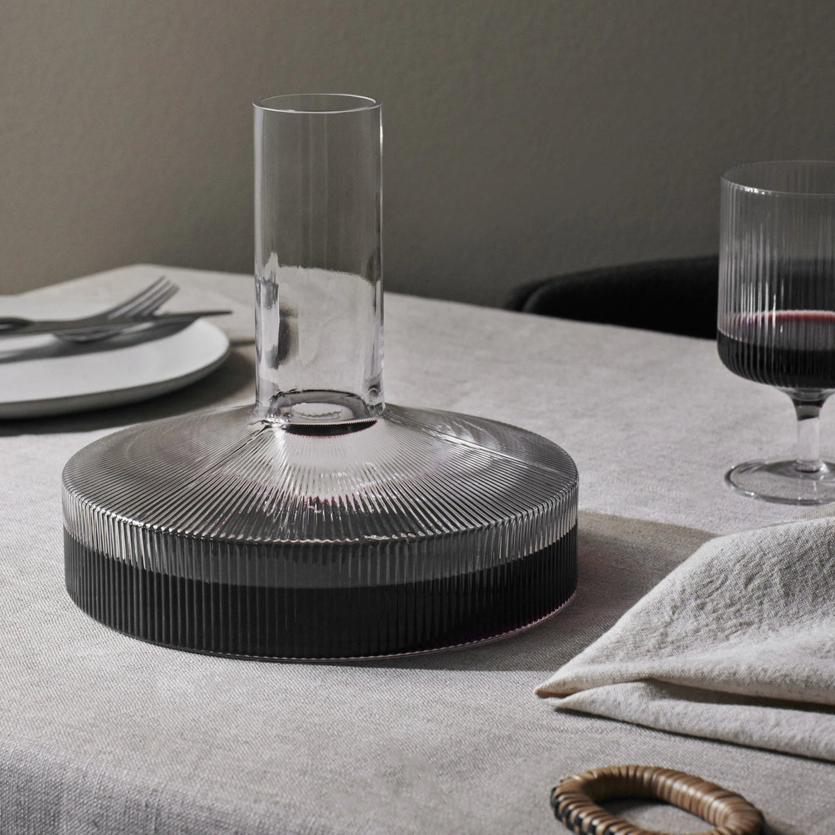 ferm Living Ripple Wine Carafe, Clear - KANSO#Color_Clear