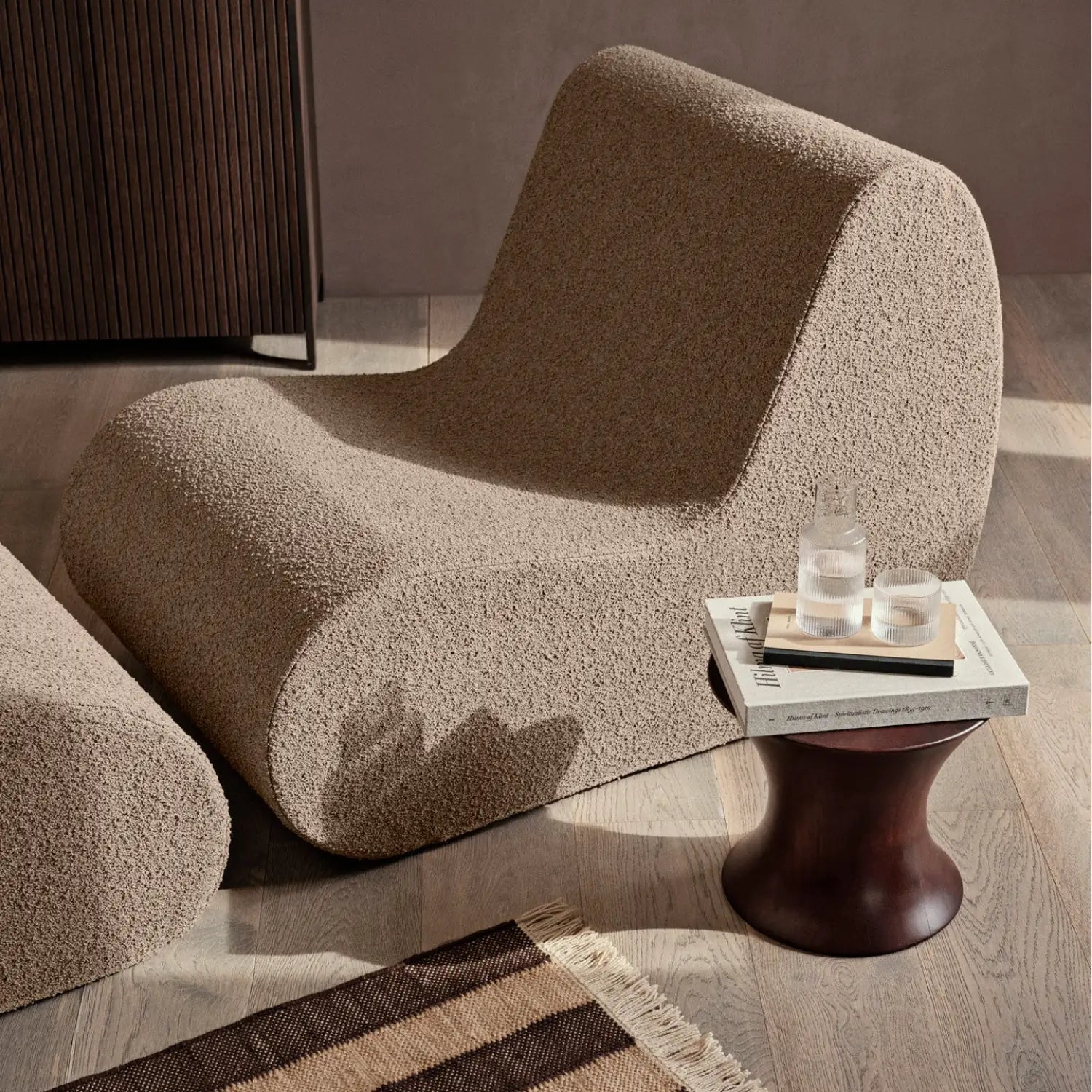 Ferm Living Rouli Pouf Pure Bouclé - Sand - KANSO#Upholstery_Pure Bouclé - Sand