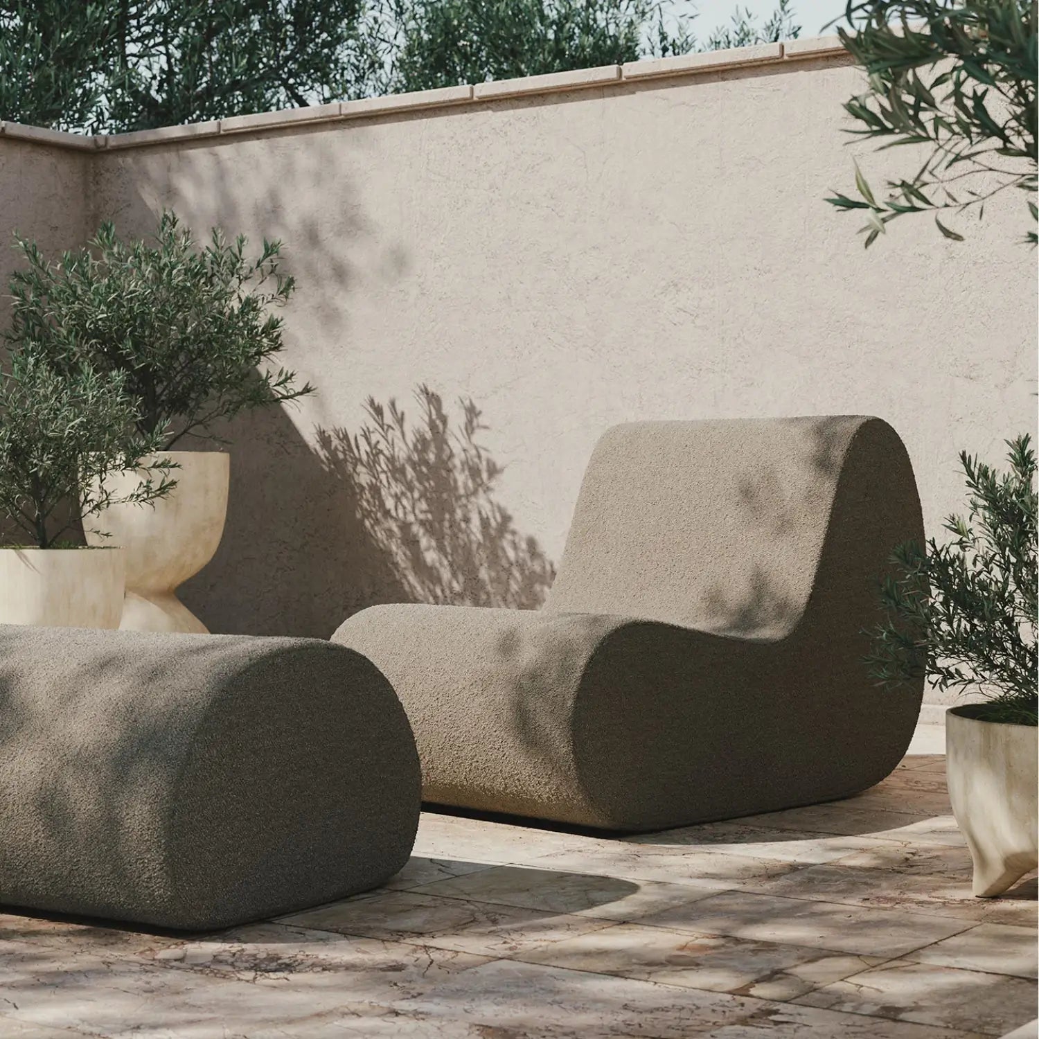 Ferm Living Rouli Pouf Pure Bouclé - Sand - KANSO#Upholstery_Pure Bouclé - Sand