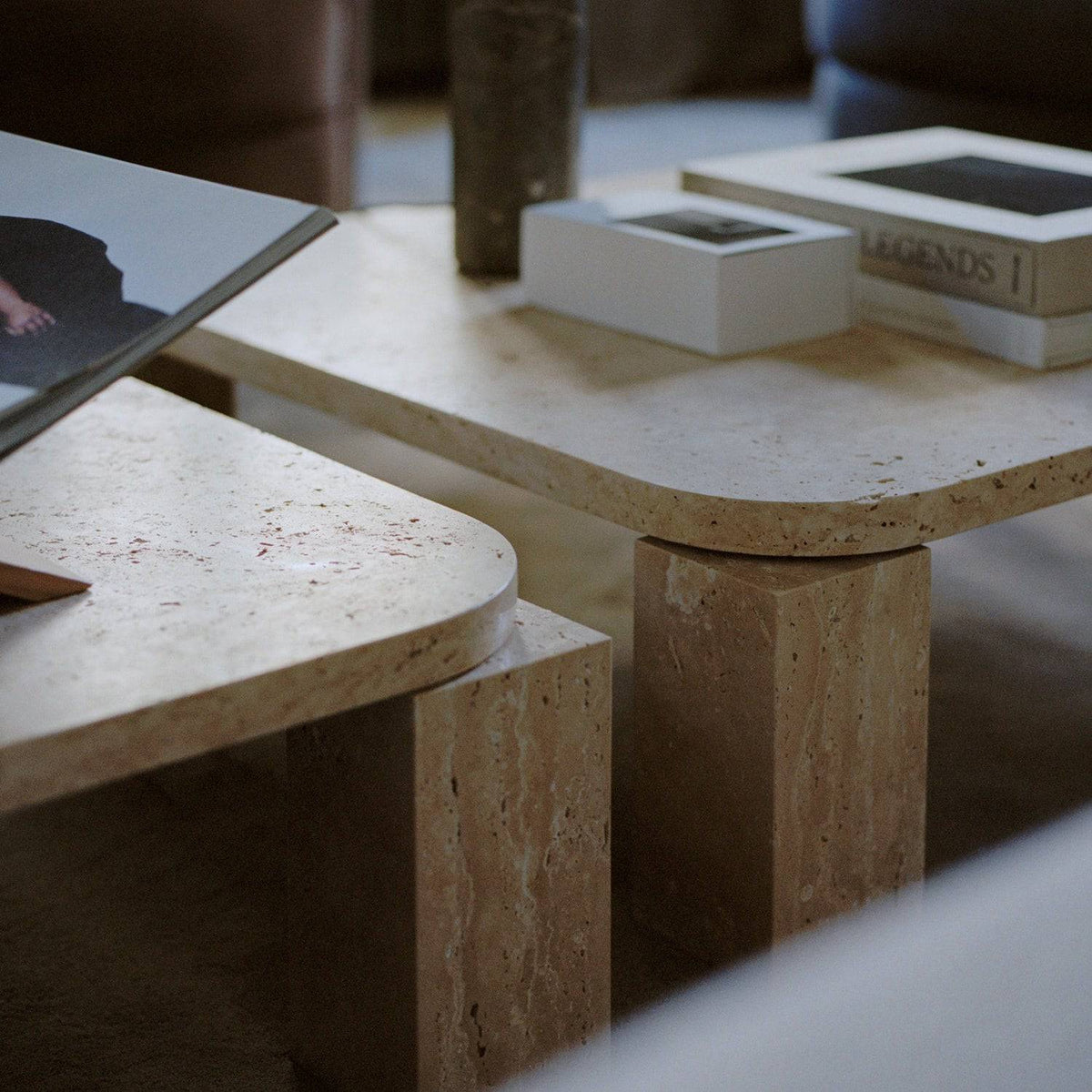 New Works Atlas Coffee Table Small Travertine#Color_Travertine