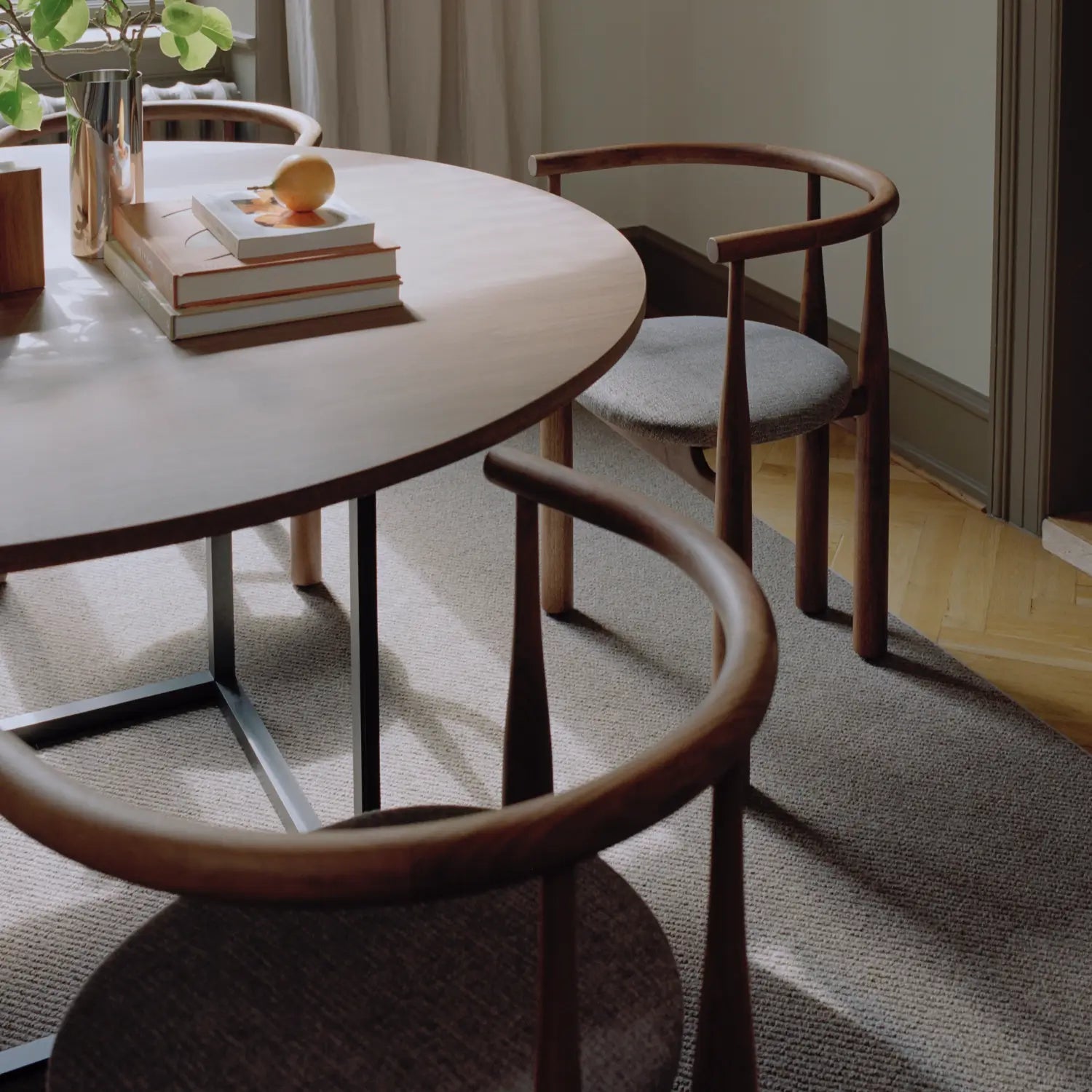 New Works Bukowski Chair 8 Weeks Walnut, Carnarvon 022 - KANSO#Frame/Fabric Color_Walnut, Carnarvon 022