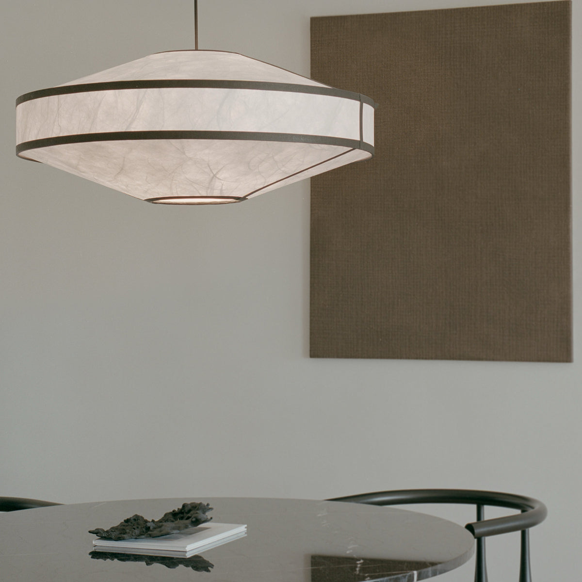 New Works Kite Pendant White and Black Tyvek Ø75#Color_White and Black Tyvek
