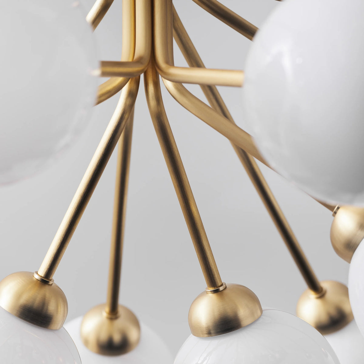 Nuura Apiales 18 Chandelier, Brushed Brass / Opal - KANSO#Finish_Brushed Brass / Opal