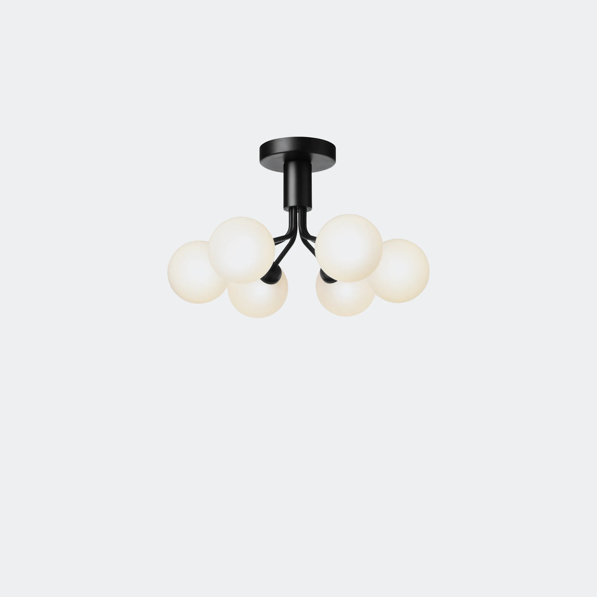 Nuura Apiales 6 Ceiling Light, Satin Black / Opal - KANSO#Finish_Satin Black / Opal