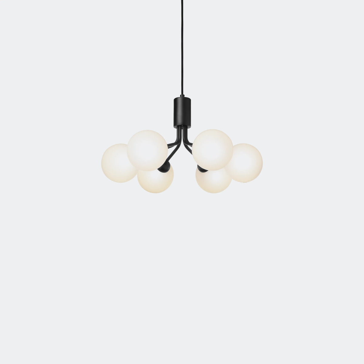 Nuura Apiales 6 Chandelier, Satin Black / Opal - KANSO#Finish_Satin Black / Opal