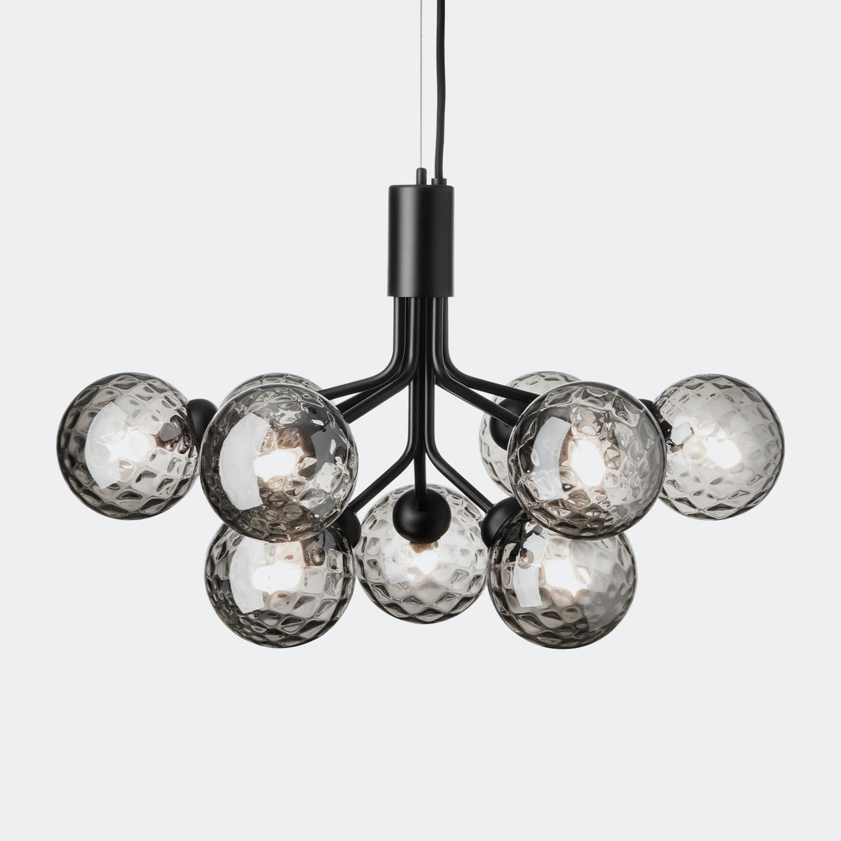 Nuura Apiales 9 Chandelier, Satin Black / Optic Smoked - KANSO#Finish_Satin Black / Optic Smoked